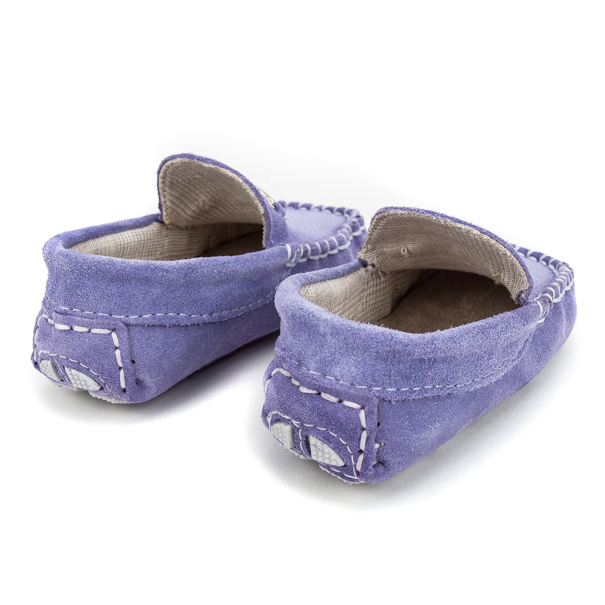 Boys Purple Metallic Buckle Emellished Suede Leather Loafers