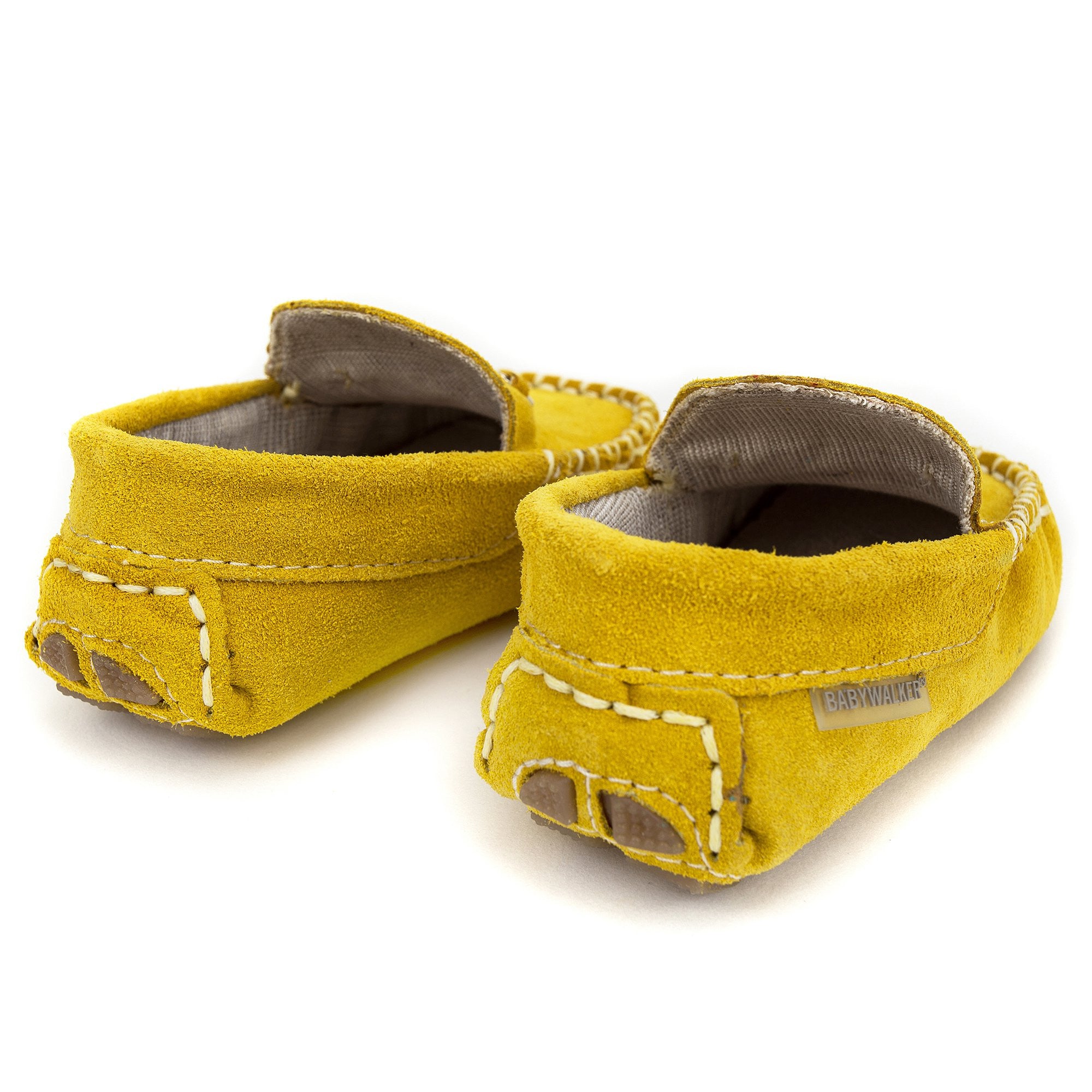 Boys Yellow Metallic Buckle Emellished Suede Leather Loafers