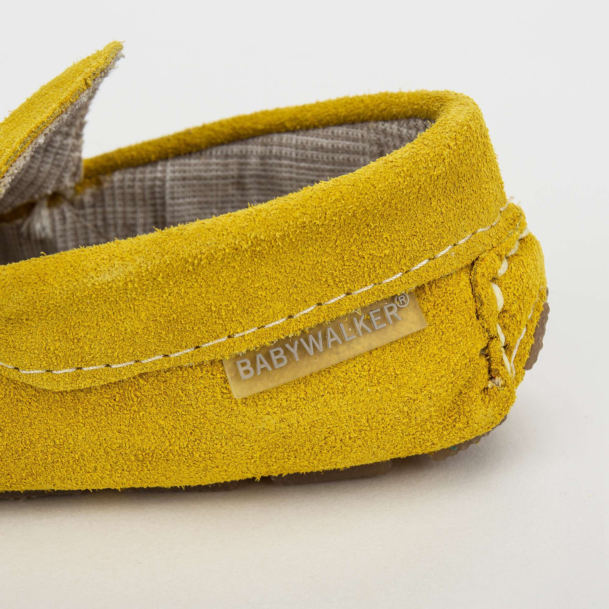 Boys Yellow Metallic Buckle Emellished Suede Leather Loafers