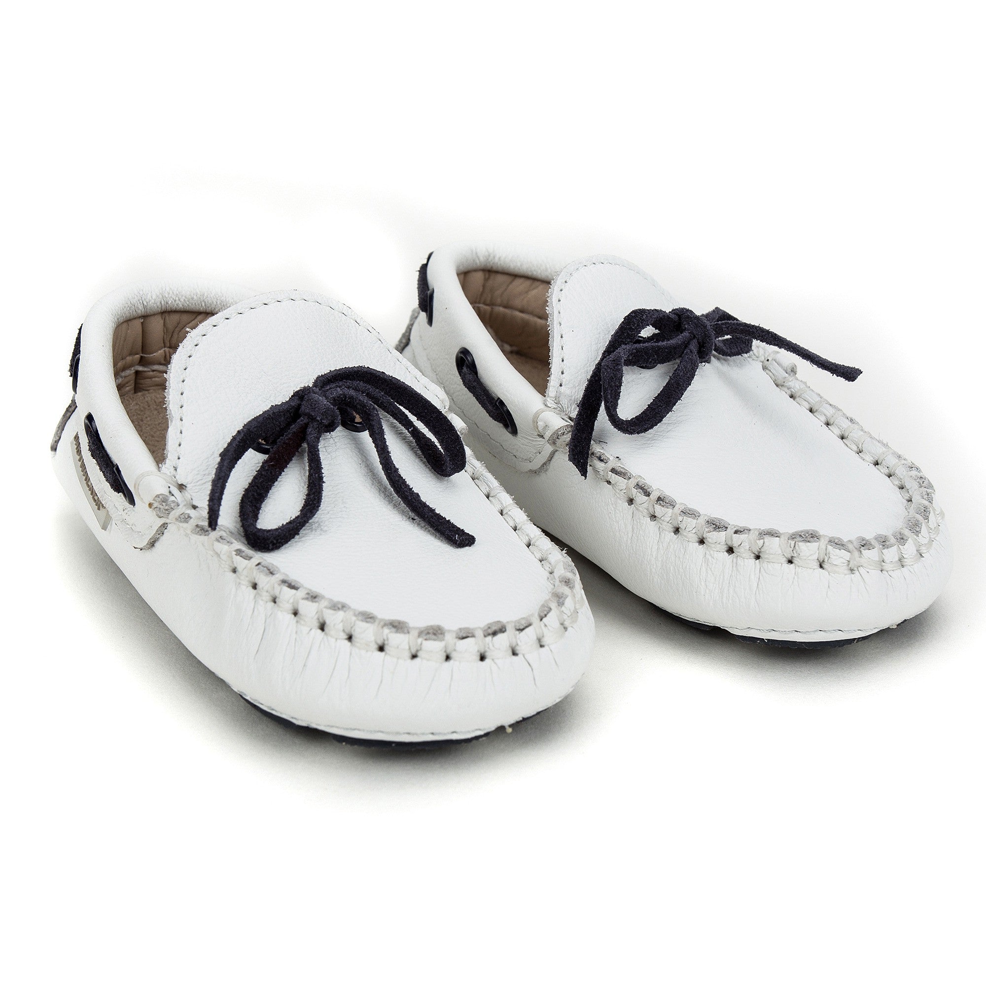 Boys White Suede Lace-up Leather Loafers