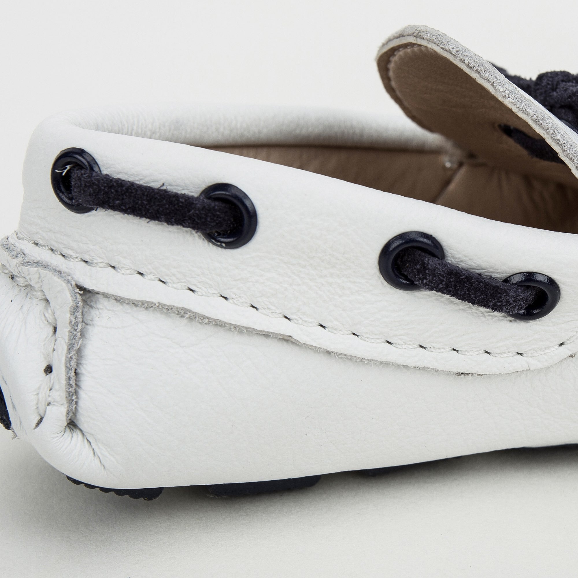 Boys White Suede Lace-up Leather Loafers