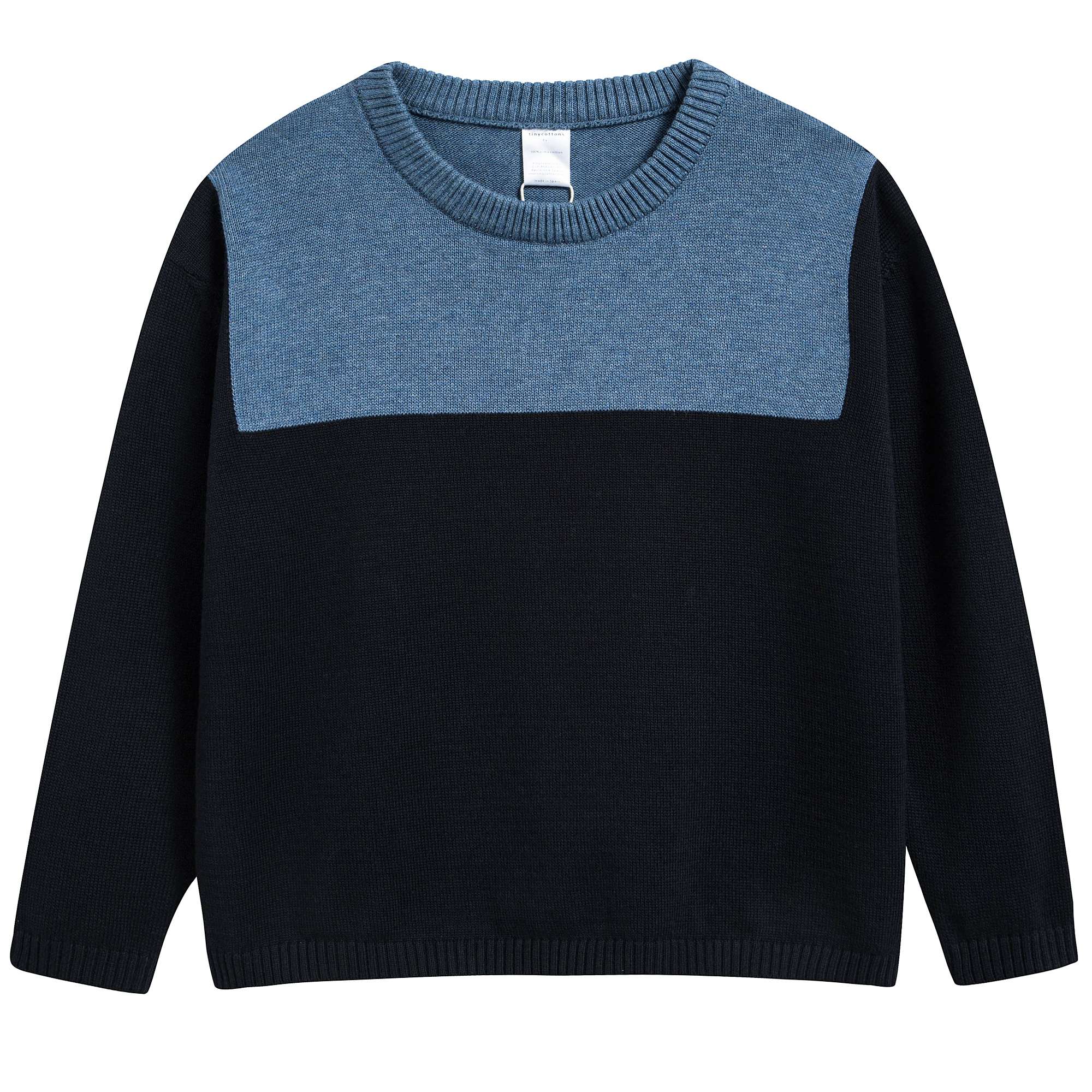 Boys Light Navy Pima Cotton Sweater