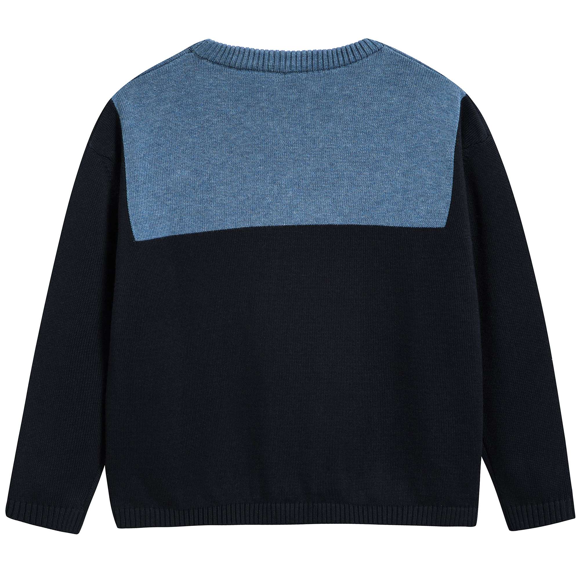 Boys Light Navy Pima Cotton Sweater