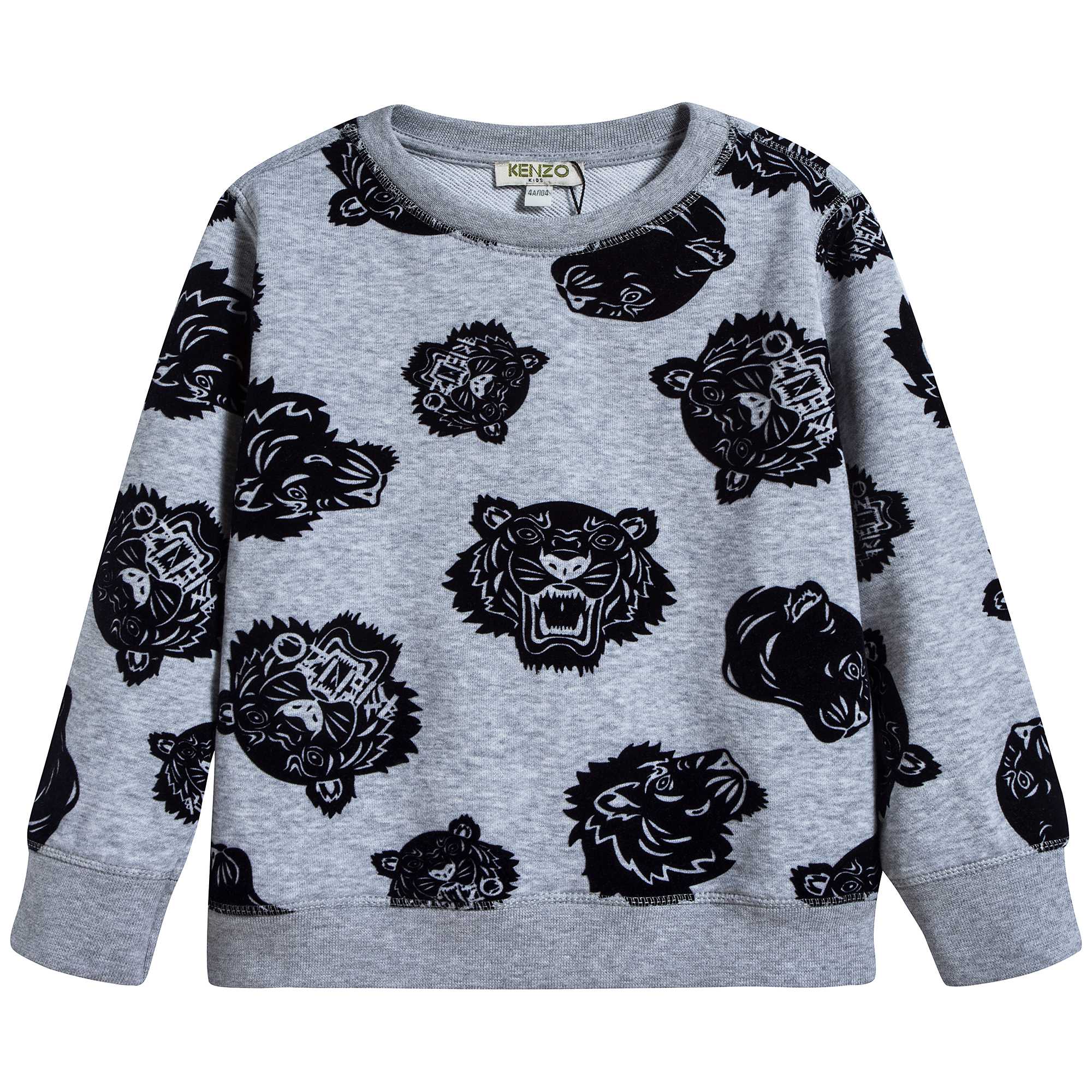 Boys Marl Grey With Tiger Cotton Sweatshirt