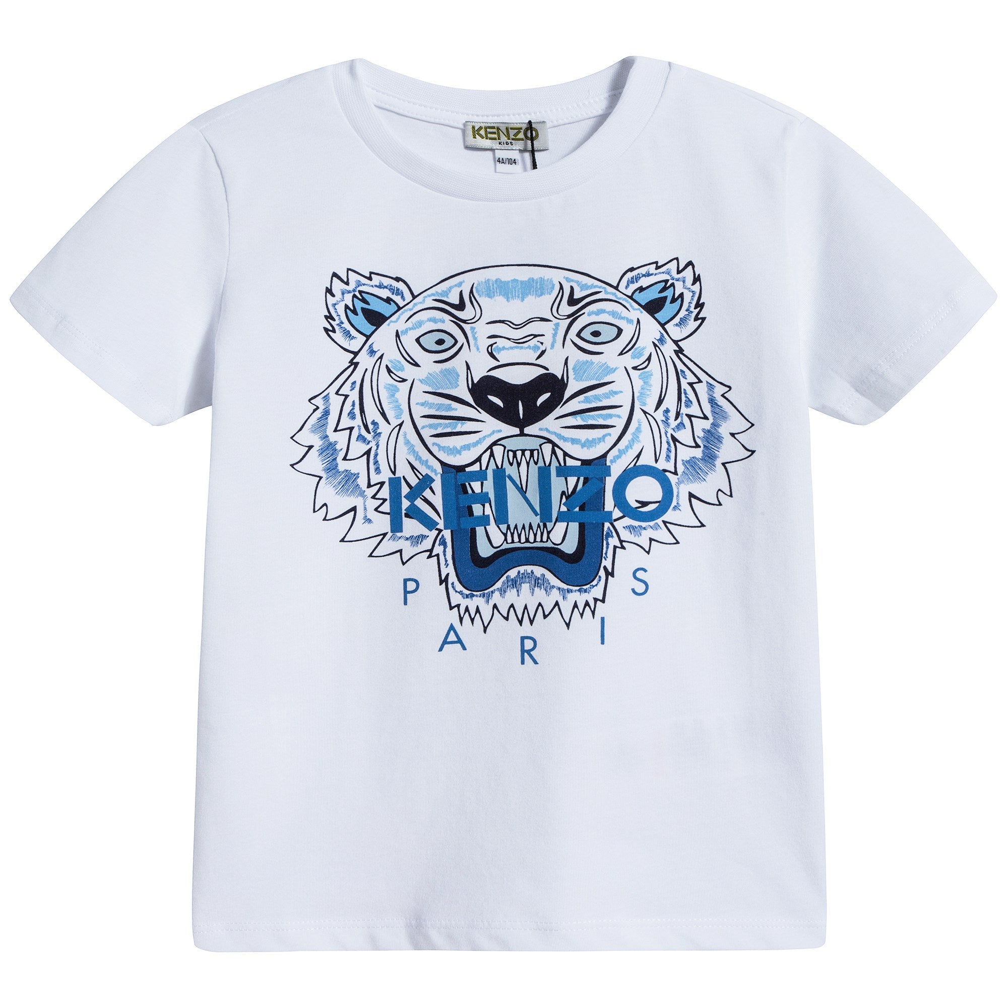 Boys Optical White With Tiger Cotton T-shirt