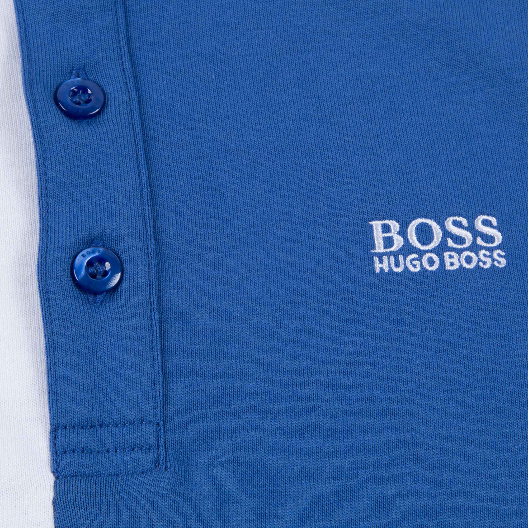 Boys White & Blue Stitching Cotton Polo Shirt