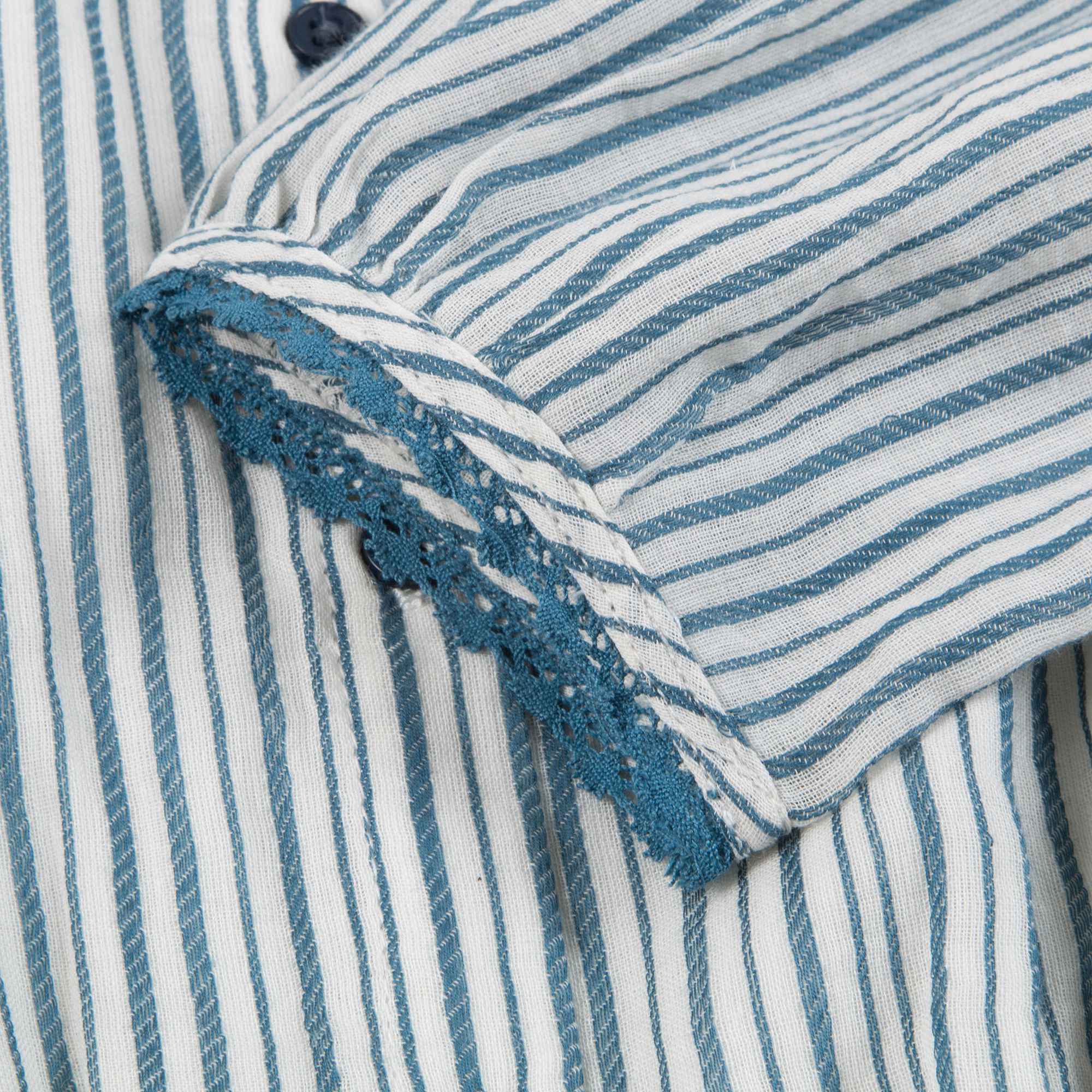 Boys & Girls Blue Stripe Cotton Woven Bloues