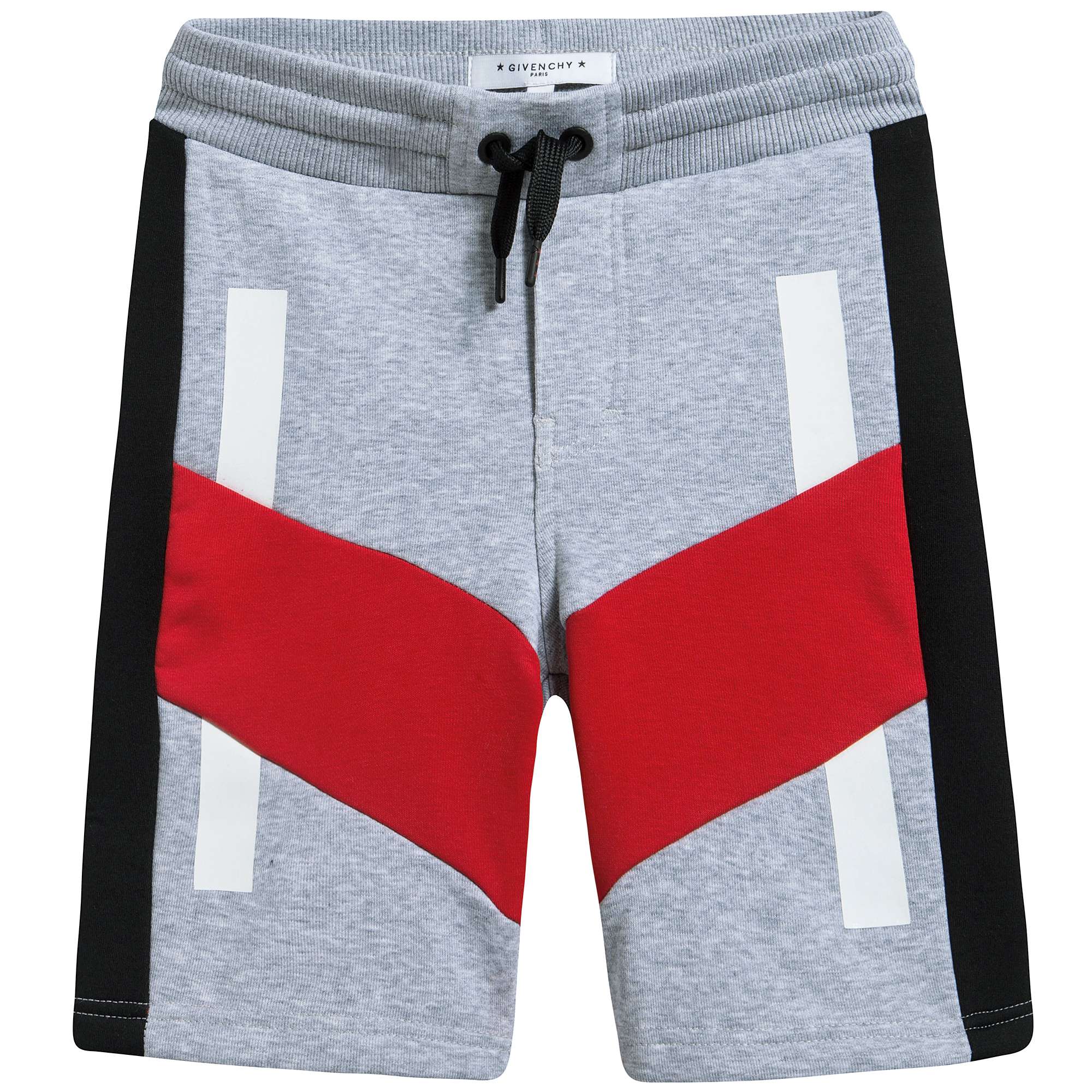 Boys Grey & Red Striped Cotton Shorts