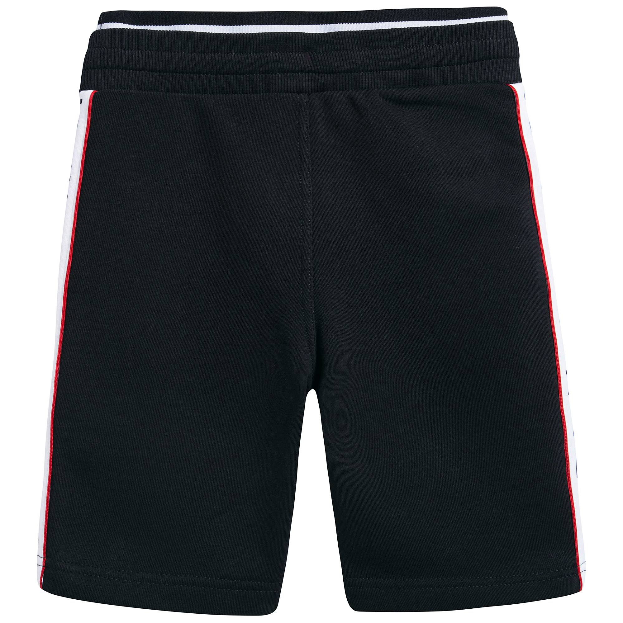 Boys Black  Logo Cotton Shorts