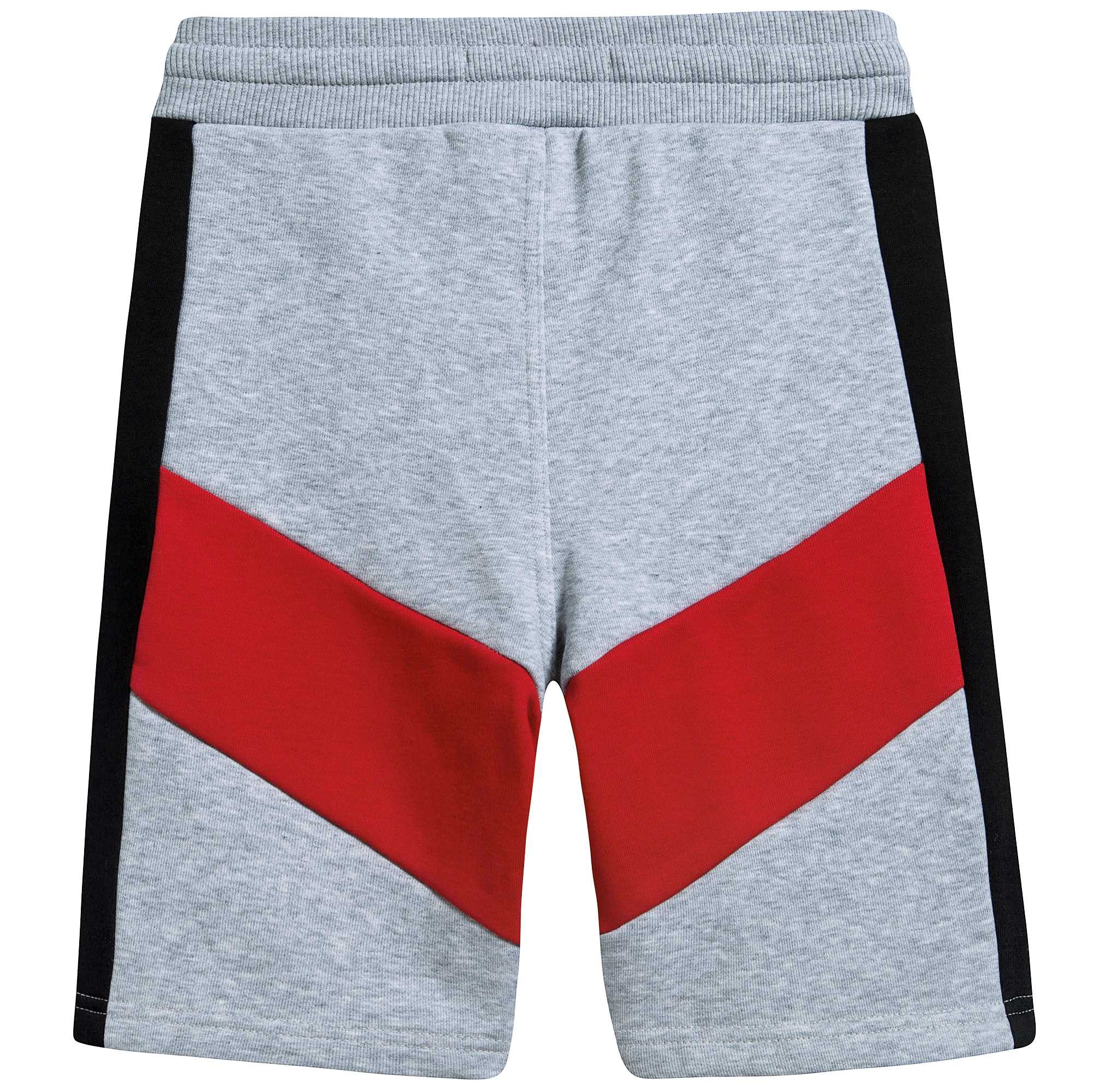 Boys Grey & Red Striped Cotton Shorts