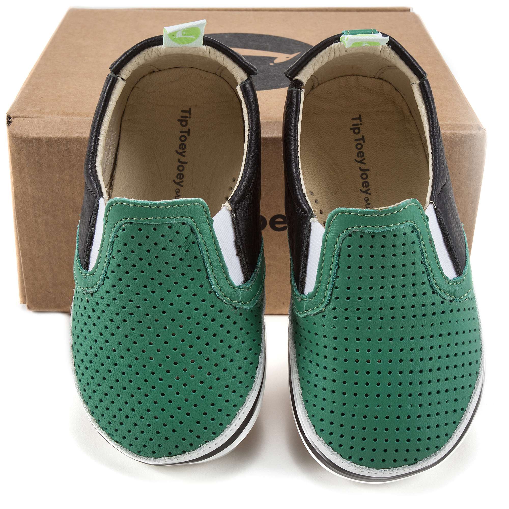 Baby Boys  Green Leaf Holes Leather Sneaker Casual