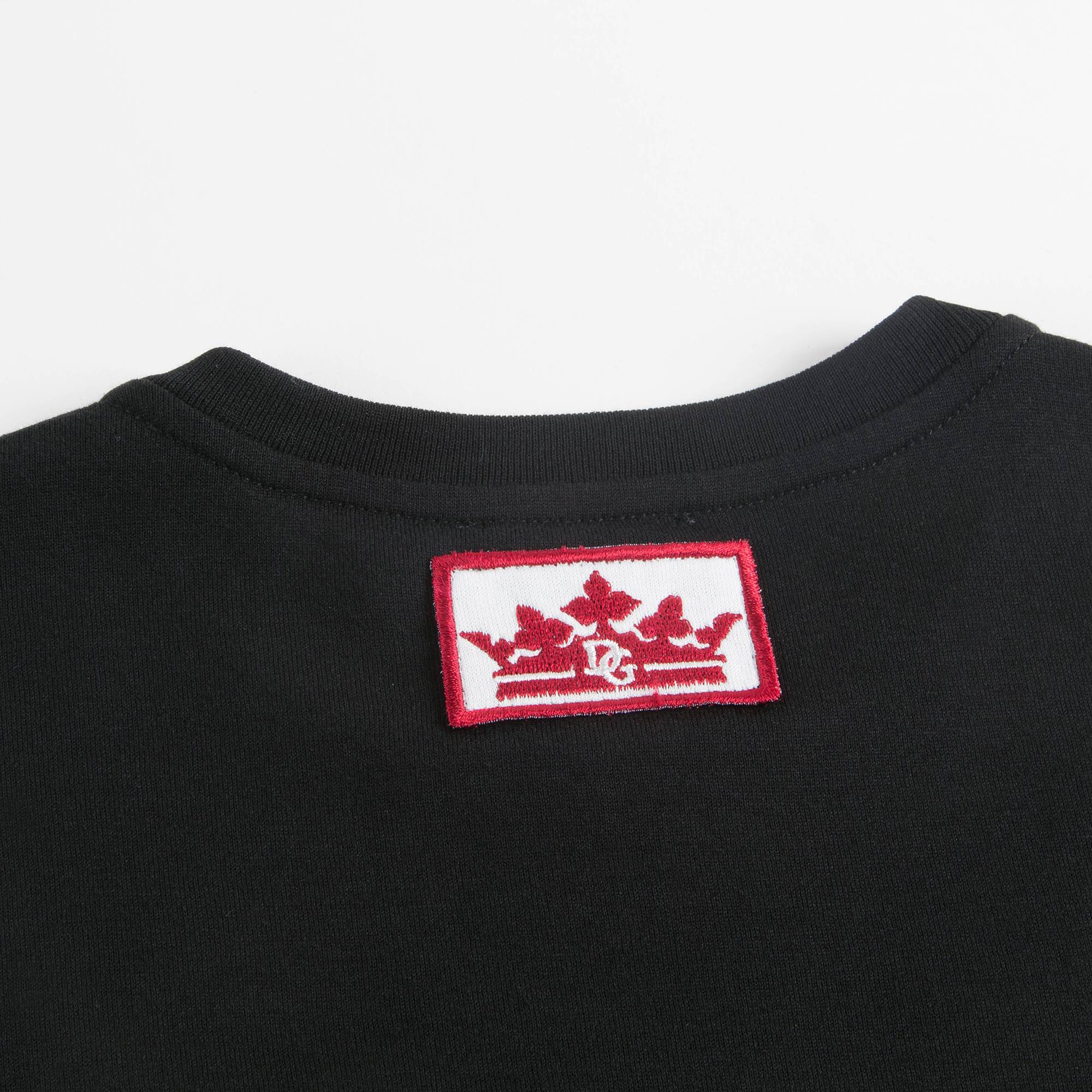 Boys Black Embroidered Cotton T-shirt