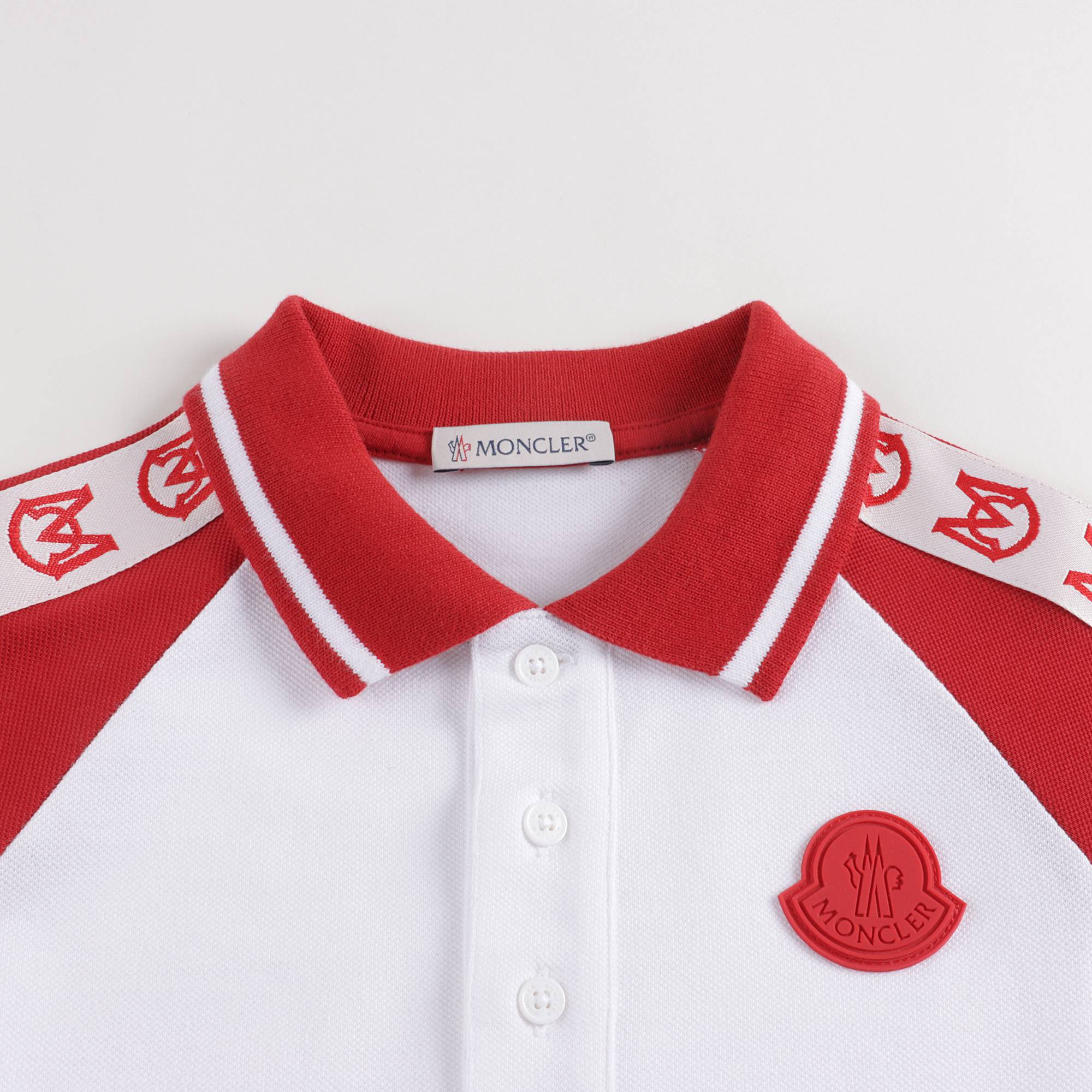 Boys White & Red Logo Cotton Polo Shirt