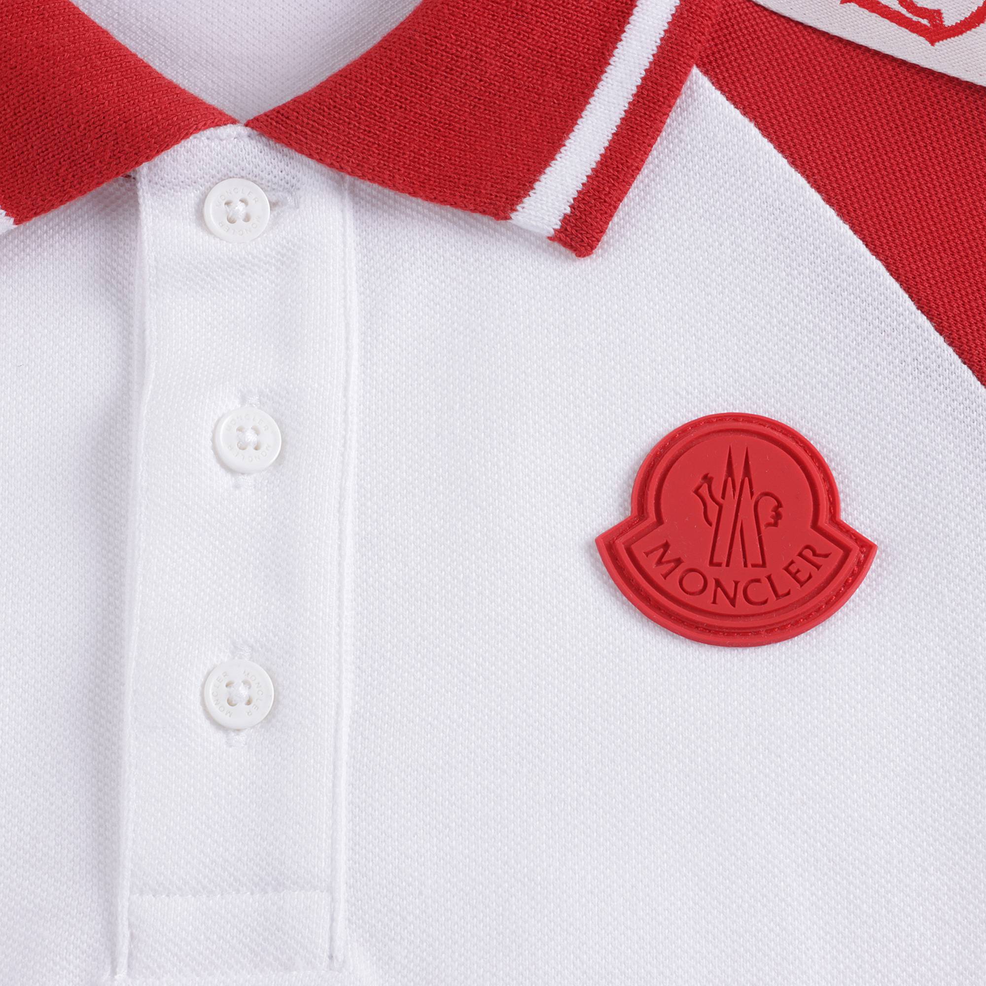 Boys White & Red Logo Cotton Polo Shirt