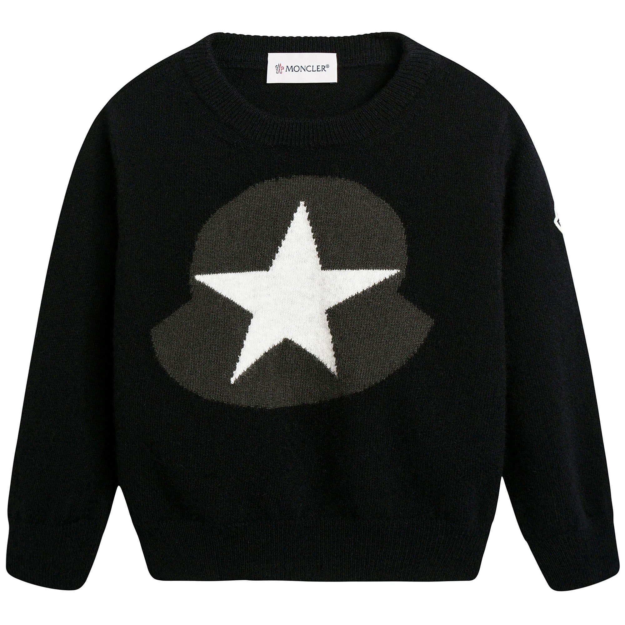 Baby Girls Black Knitted Sweater With White Star Trims - CÉMAROSE | Children's Fashion Store - 1