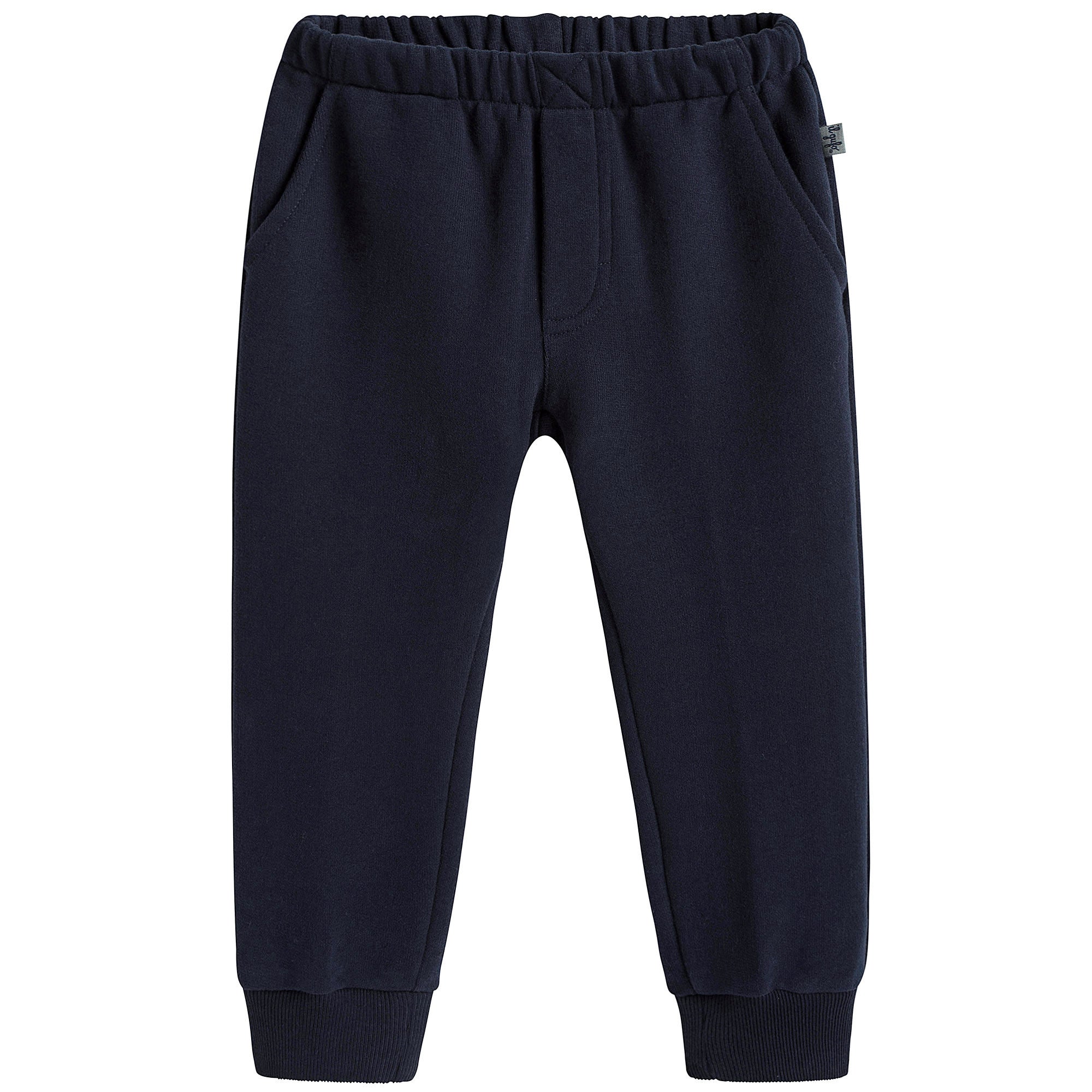 Boys Navy Blue Cotton Rinbbed Cuffs Trouser