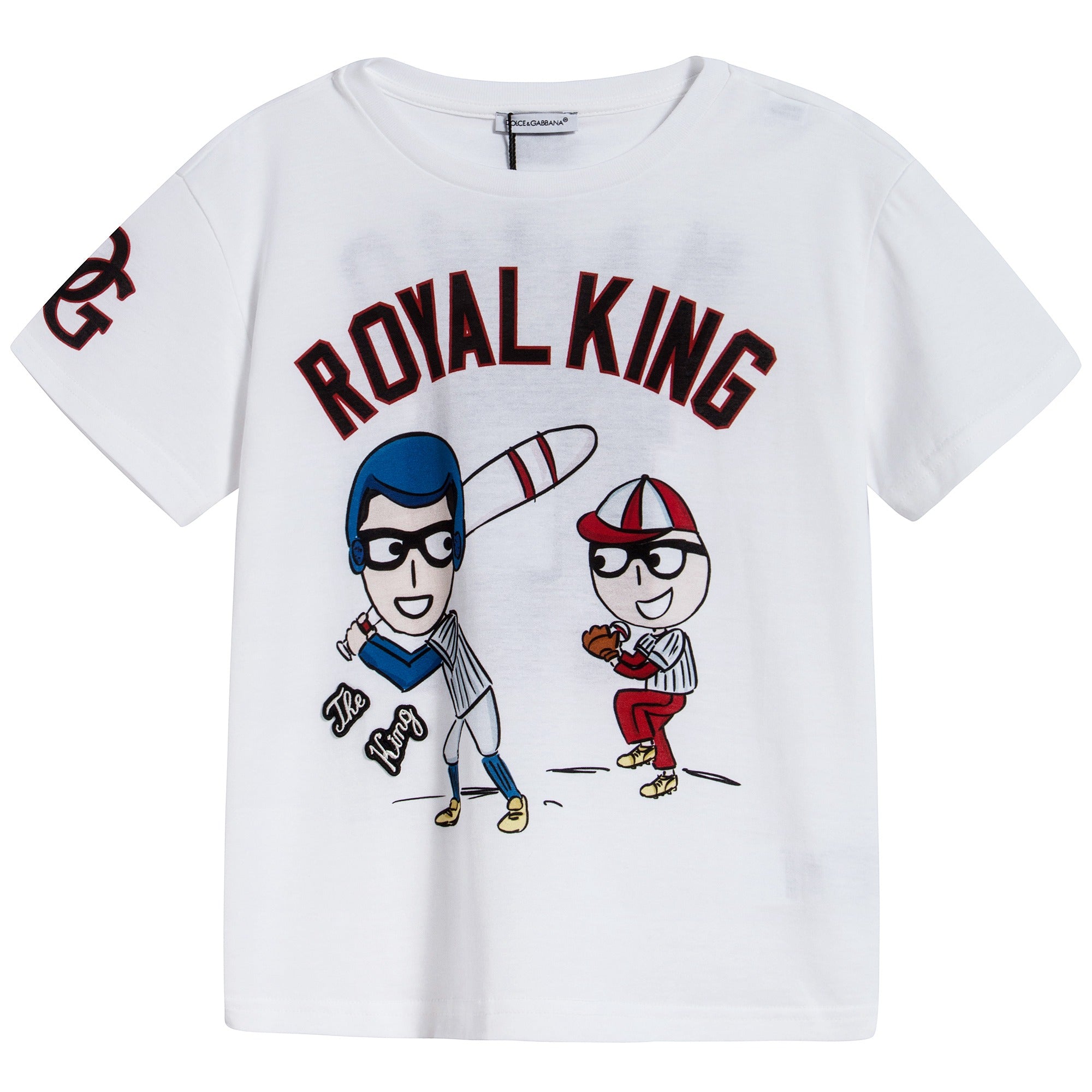 Boys White "Royal King" Cotton T-shirt