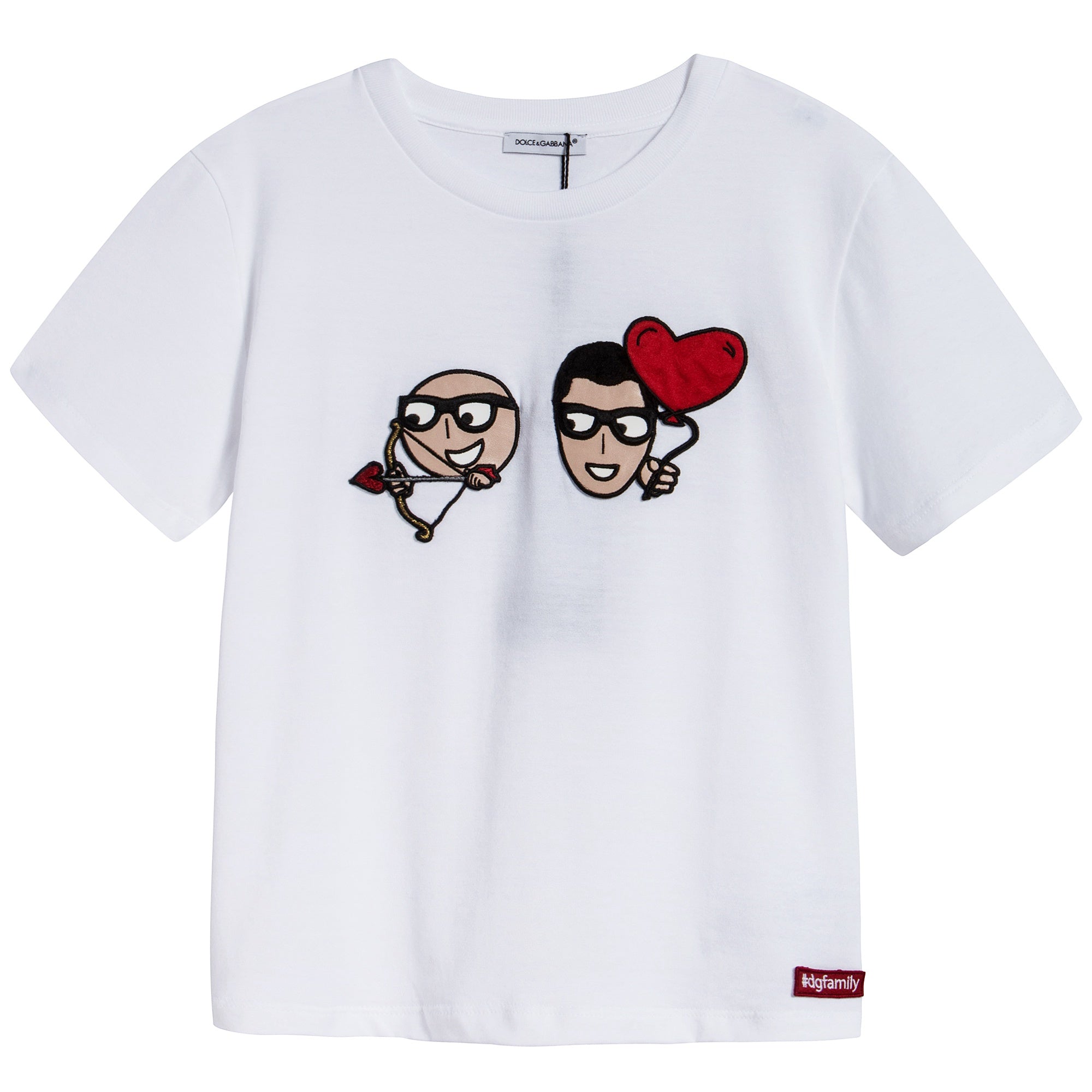 Boys White "DG Family" Cotton T-shirt