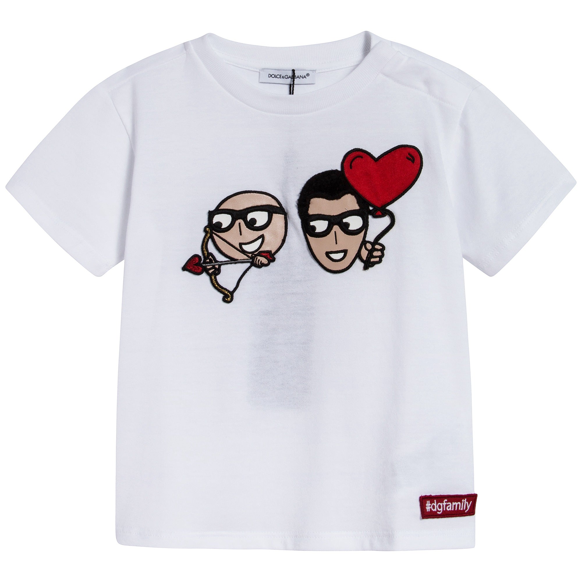 Baby Boys White "DG Family" Cotton T-shirt