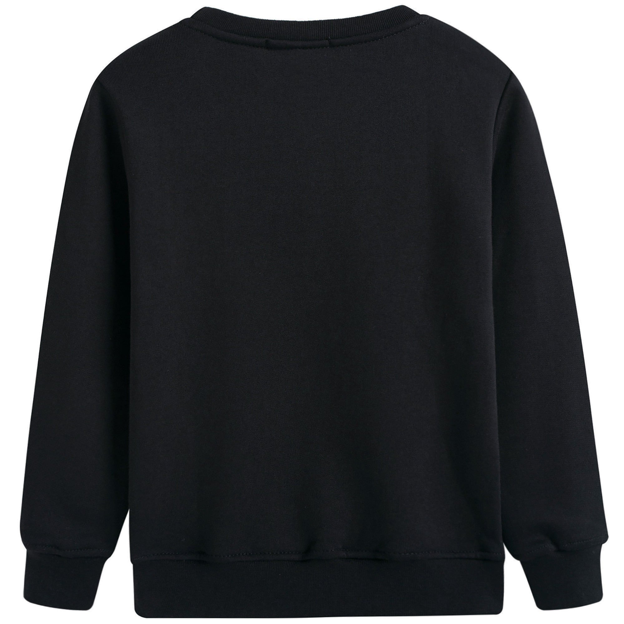 Boys Black Rib Cuffs Cotton Sweatshirt