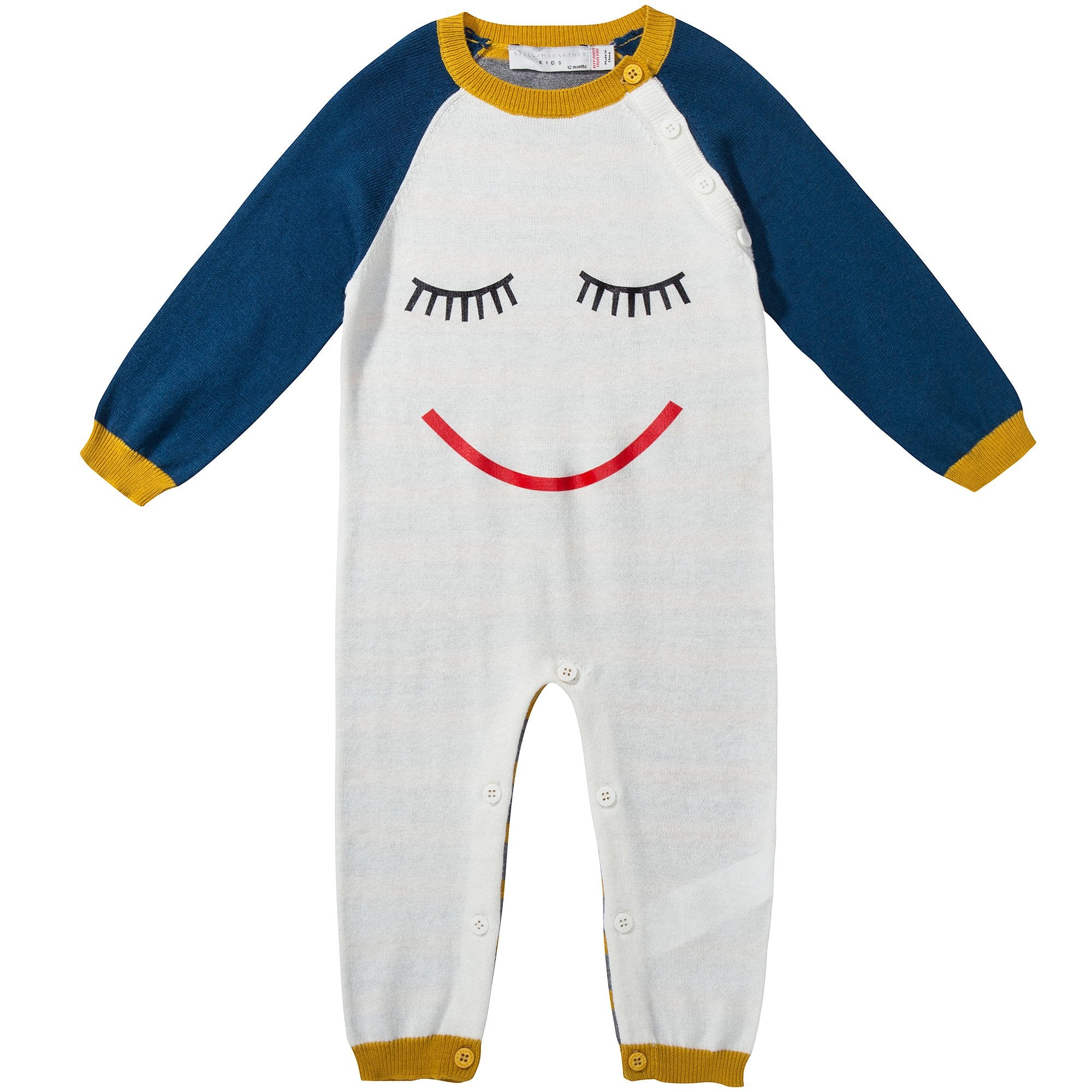 Baby Boys White Cotton Knitted Babygrow