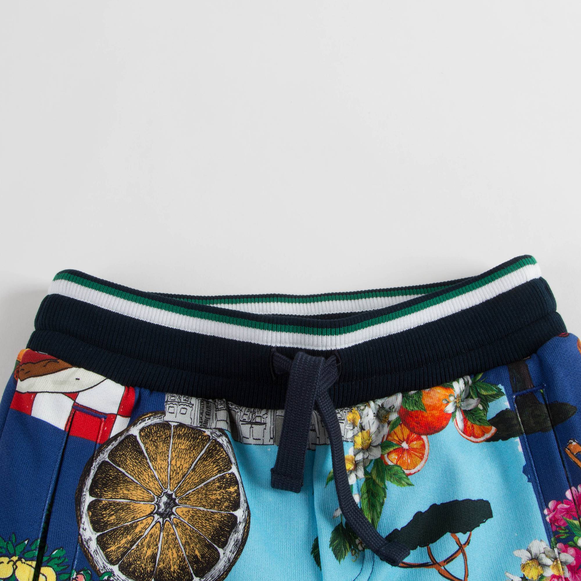 Boys Blue Printed Cotton Shorts