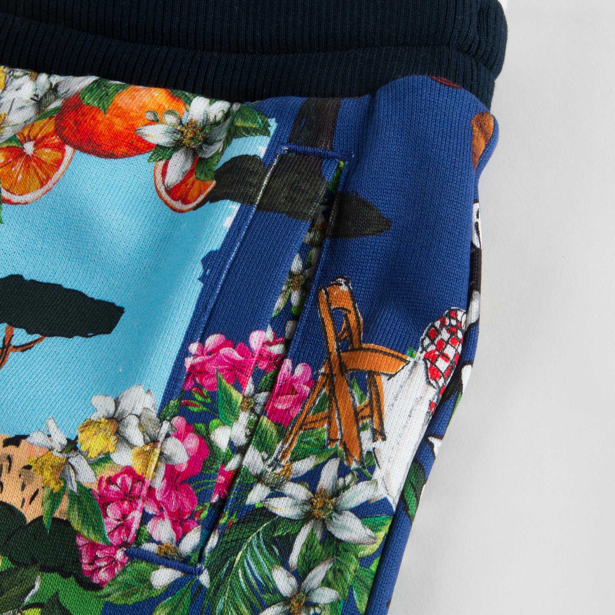 Boys Blue Printed Cotton Shorts