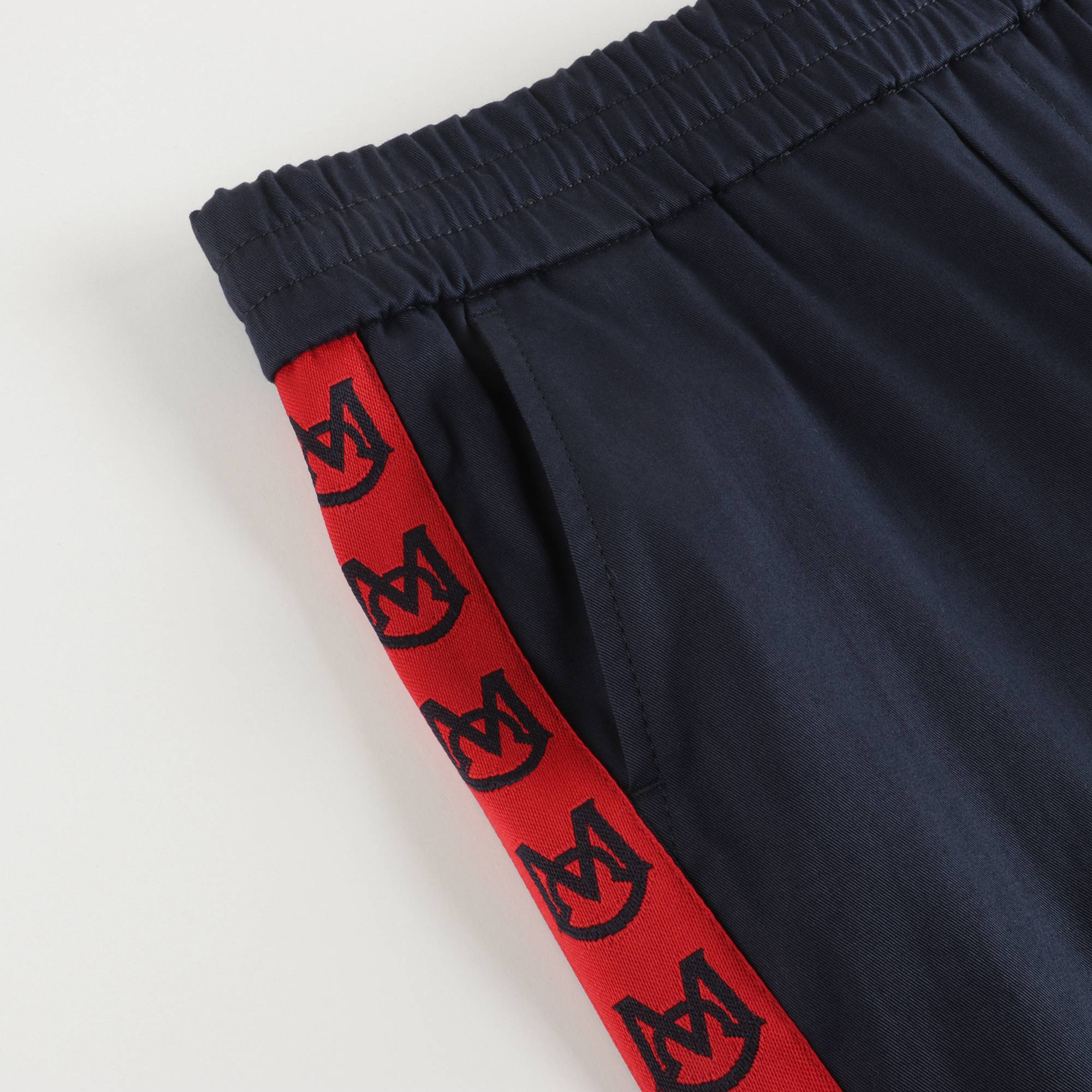 Boys Navy Blue Logo Cotton Trousers