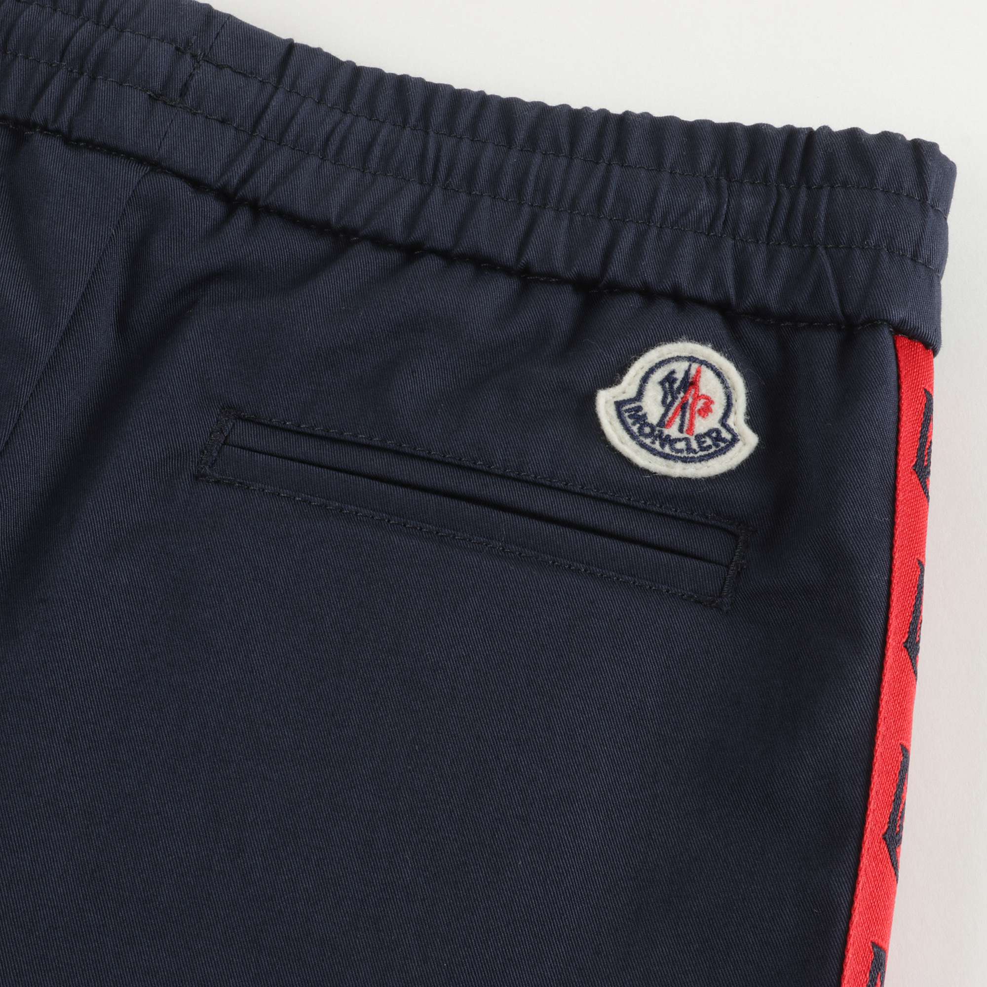 Boys Navy Blue Logo Cotton Trousers