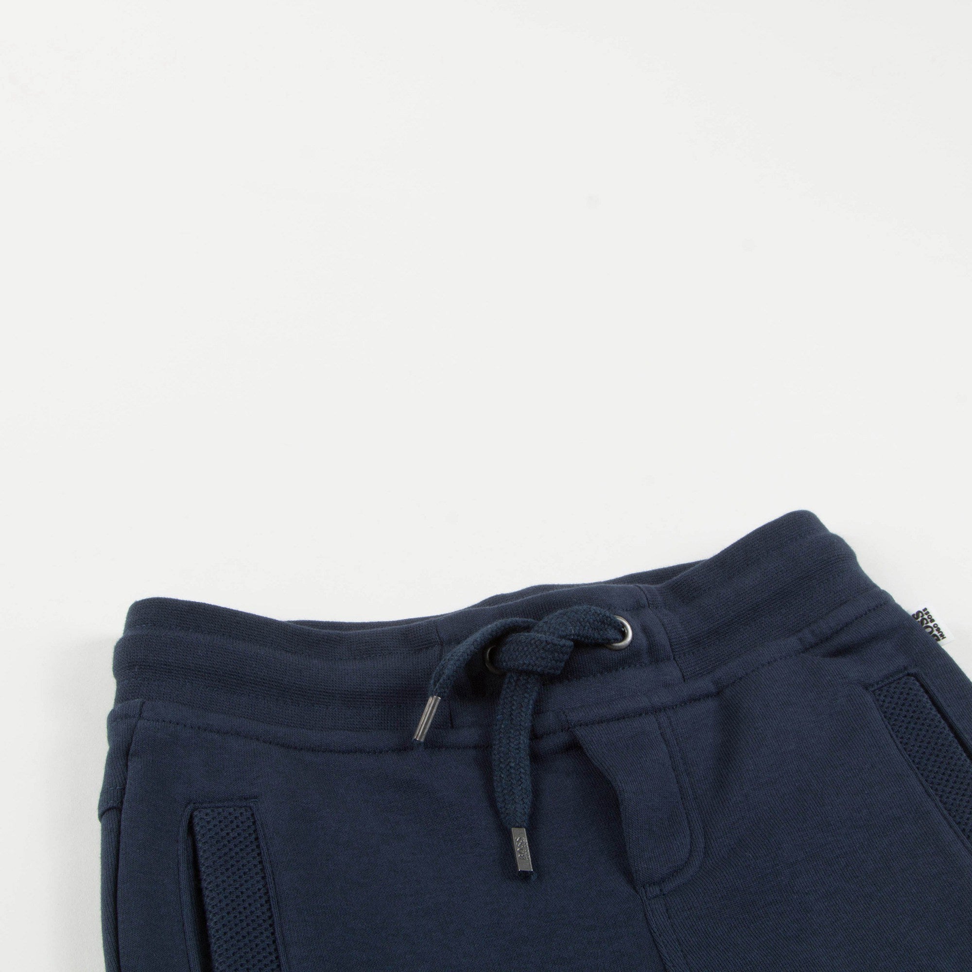 Boys Navy Blue Cotton Logo Trousers