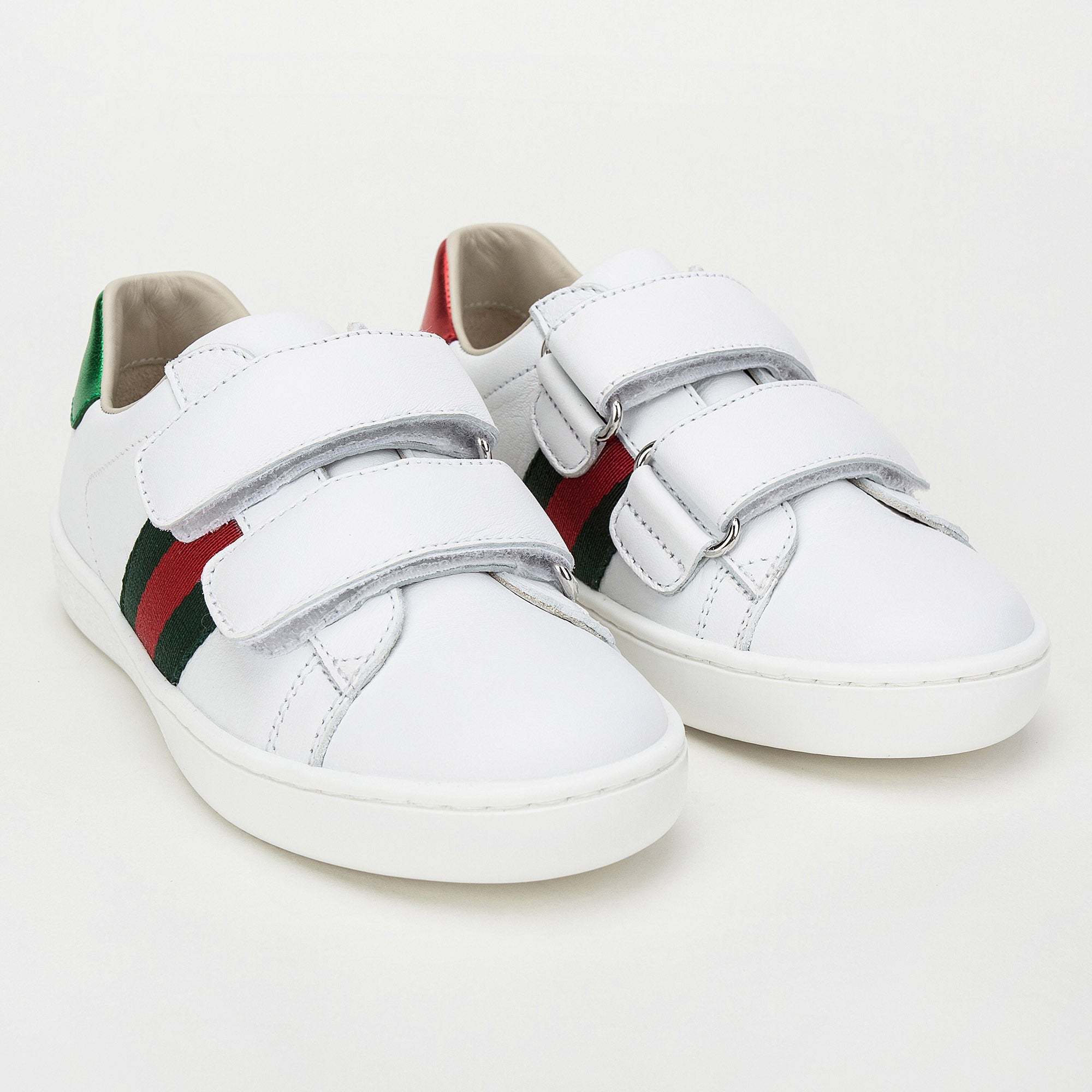 Boys & Girls White Velcro Leather Board Shoes