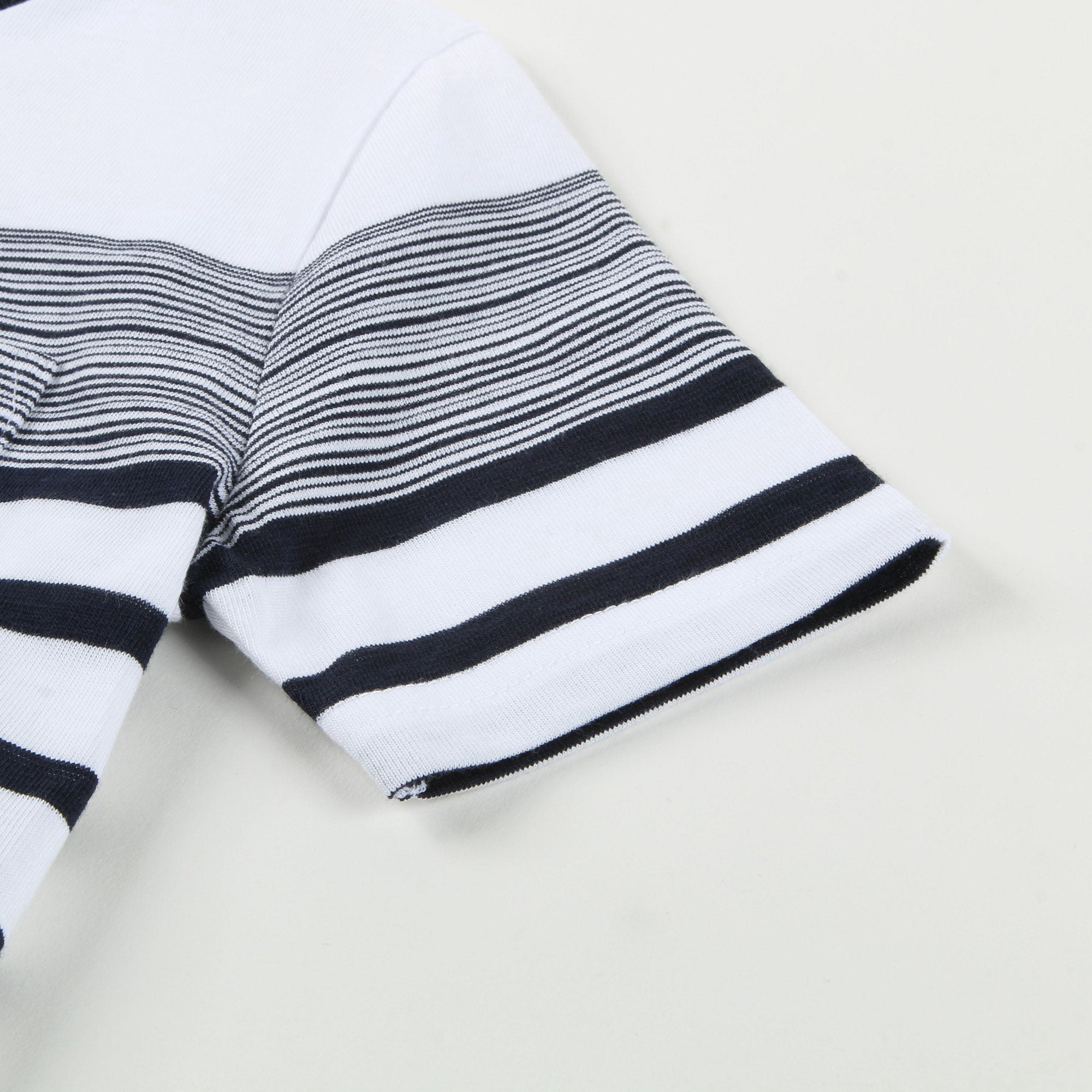 Boys White  &   Black  Striped   Cotton  T-Shirt