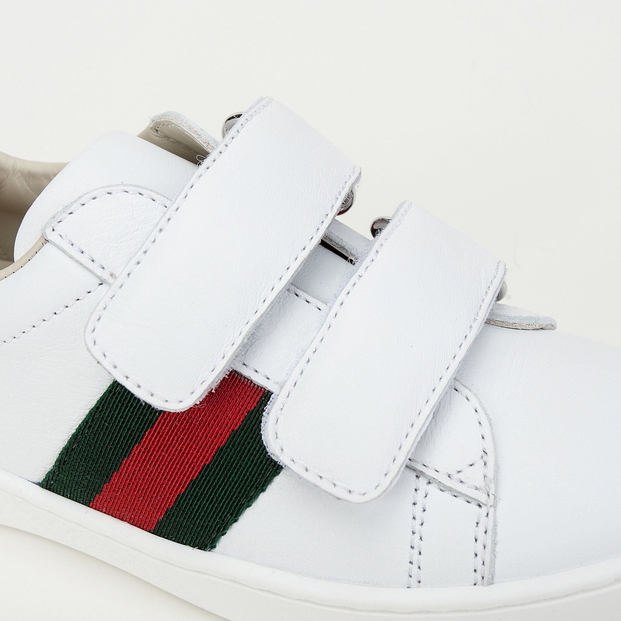 Boys & Girls White Velcro Leather Board Shoes