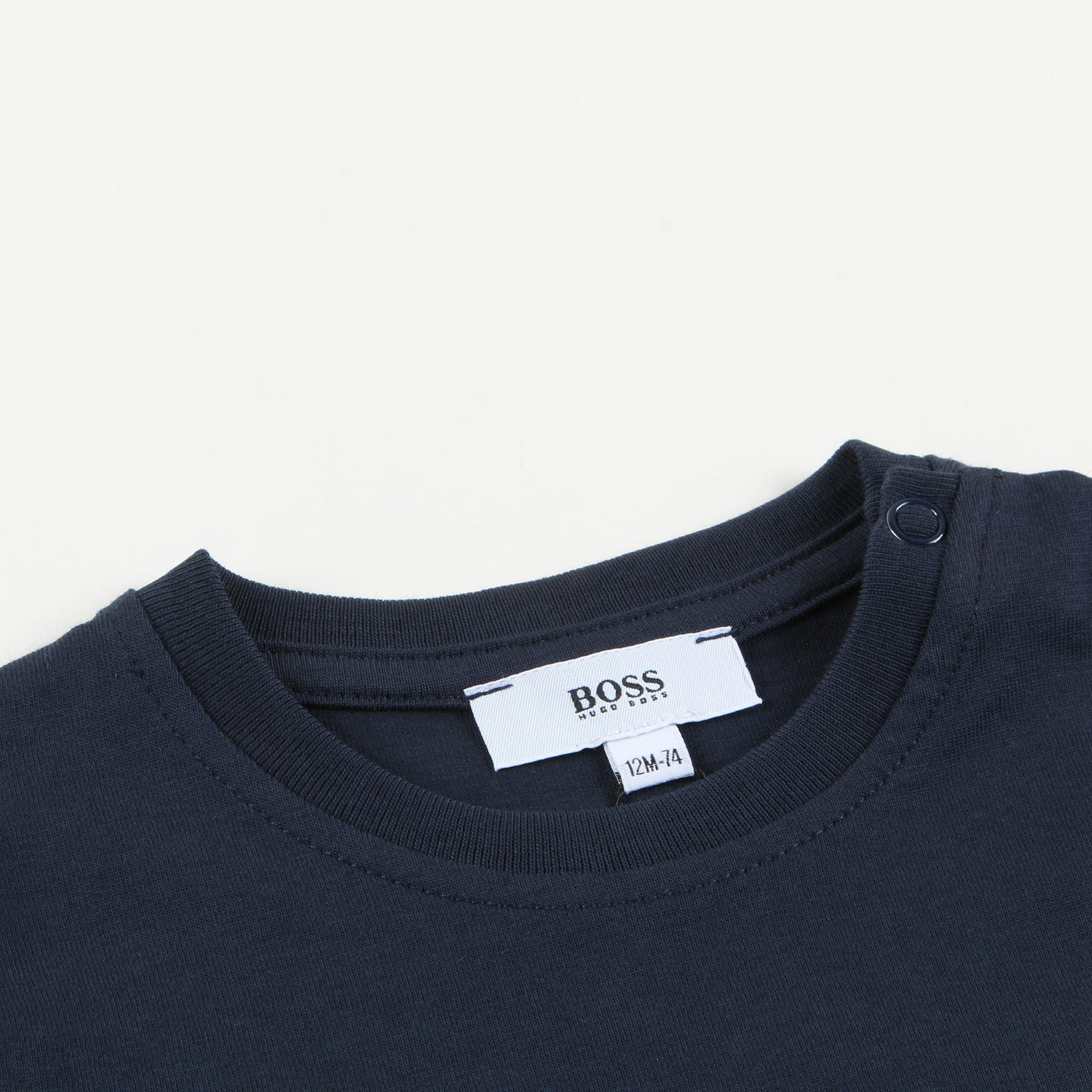 Baby Boys Navy Blue Logo Cotton T-shirt