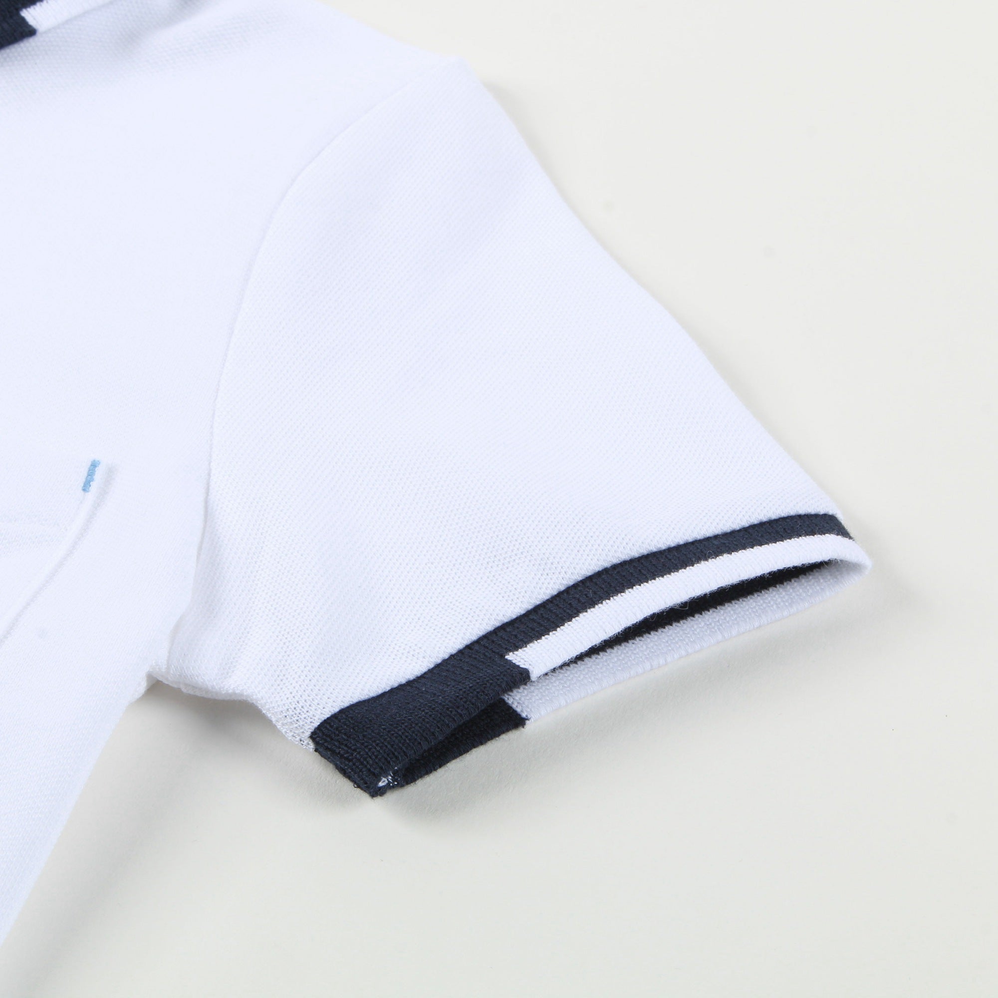 Boys White & Black Logo Cotton Polo Shirt