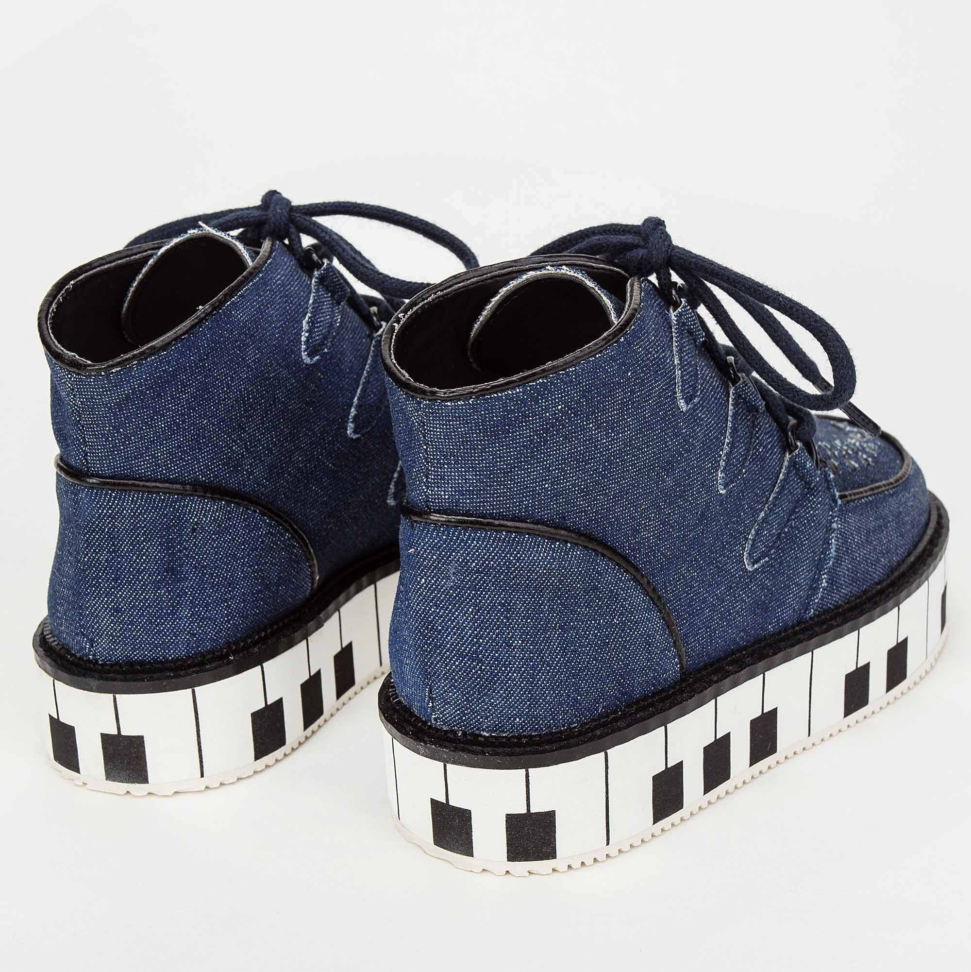 Boys & Girls Blue Piano Keys Soles High-tops Shoe