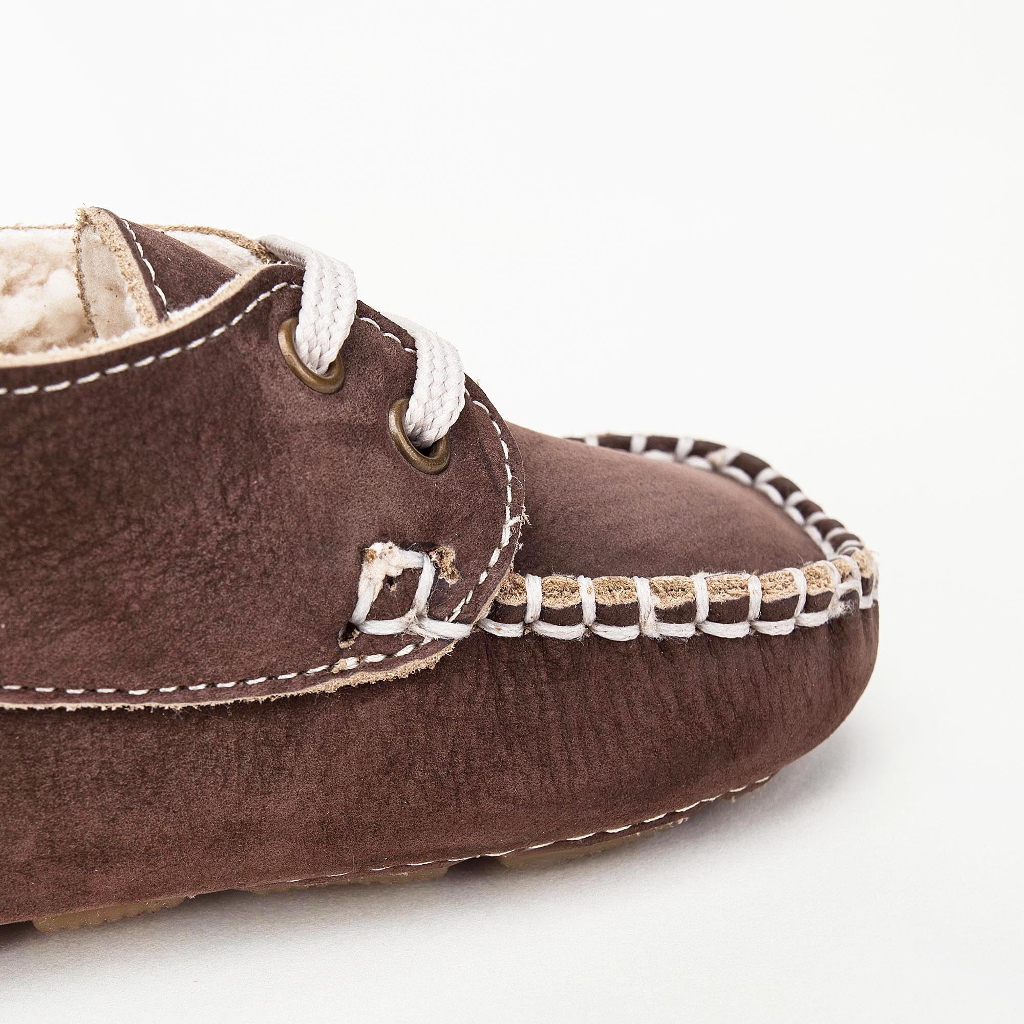 Boys & Girls Brown Suede Mooring Rope Leather  Loafers