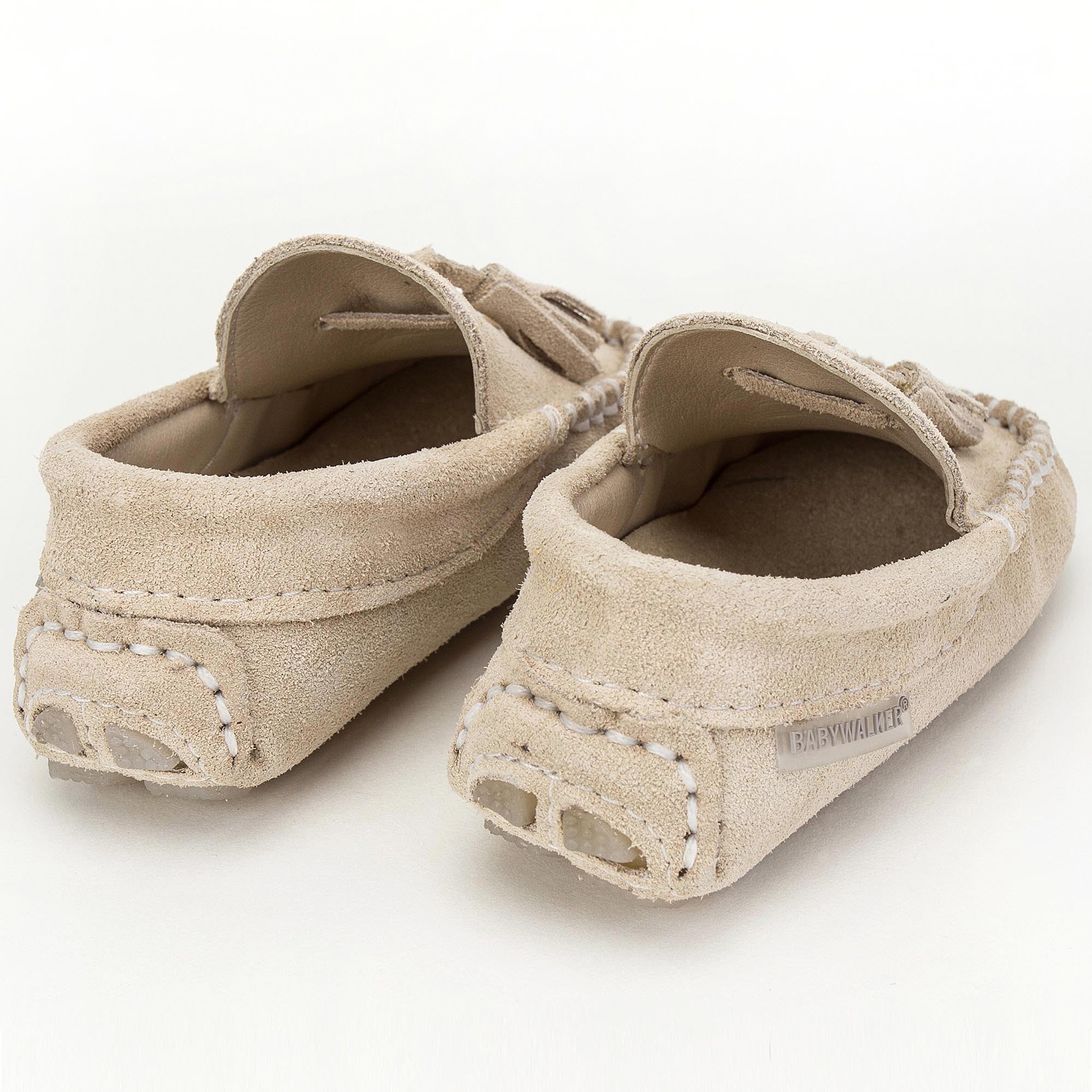 Boys & Girls Beige Suede Leather Tasselled Loafers