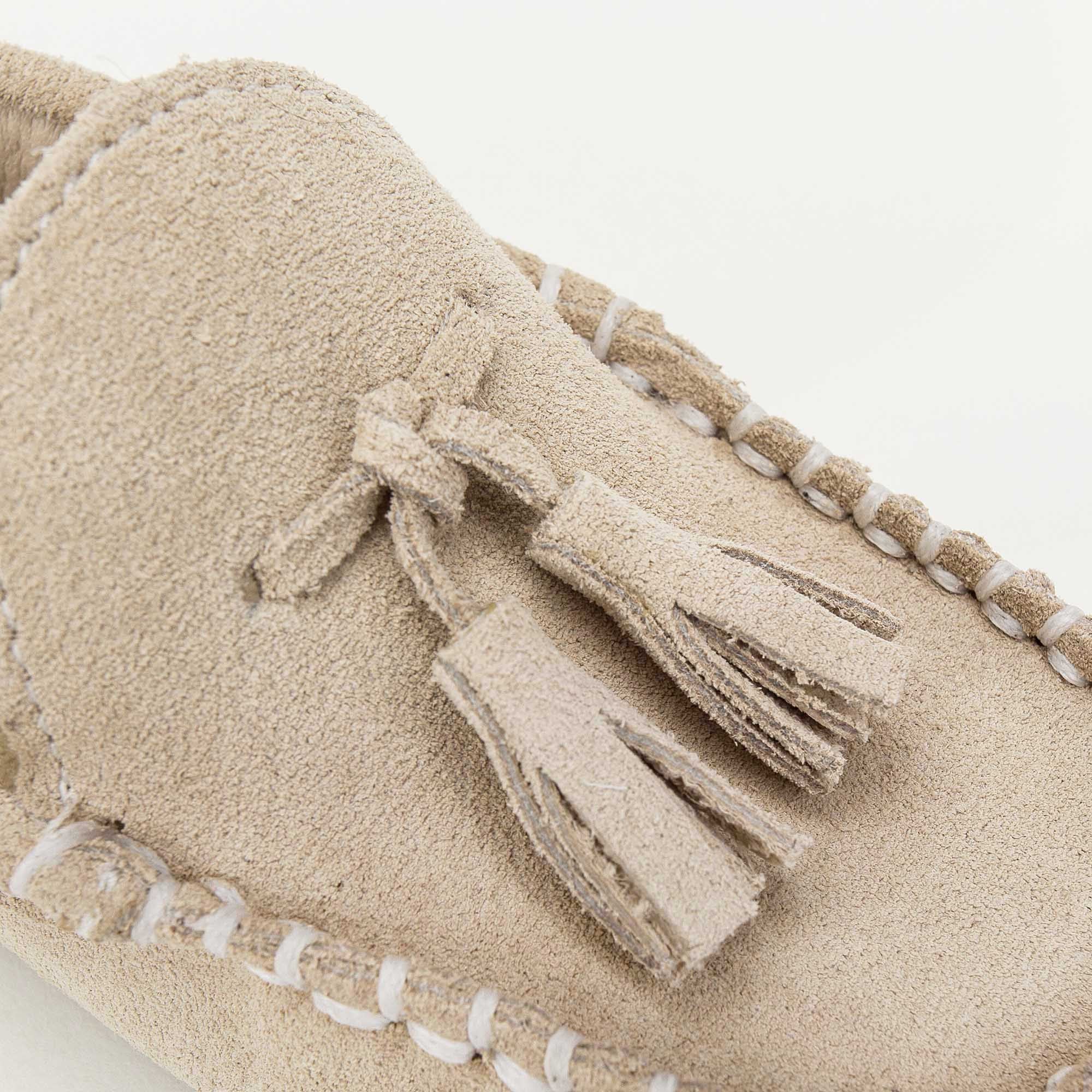 Boys & Girls Beige Suede Leather Tasselled Loafers