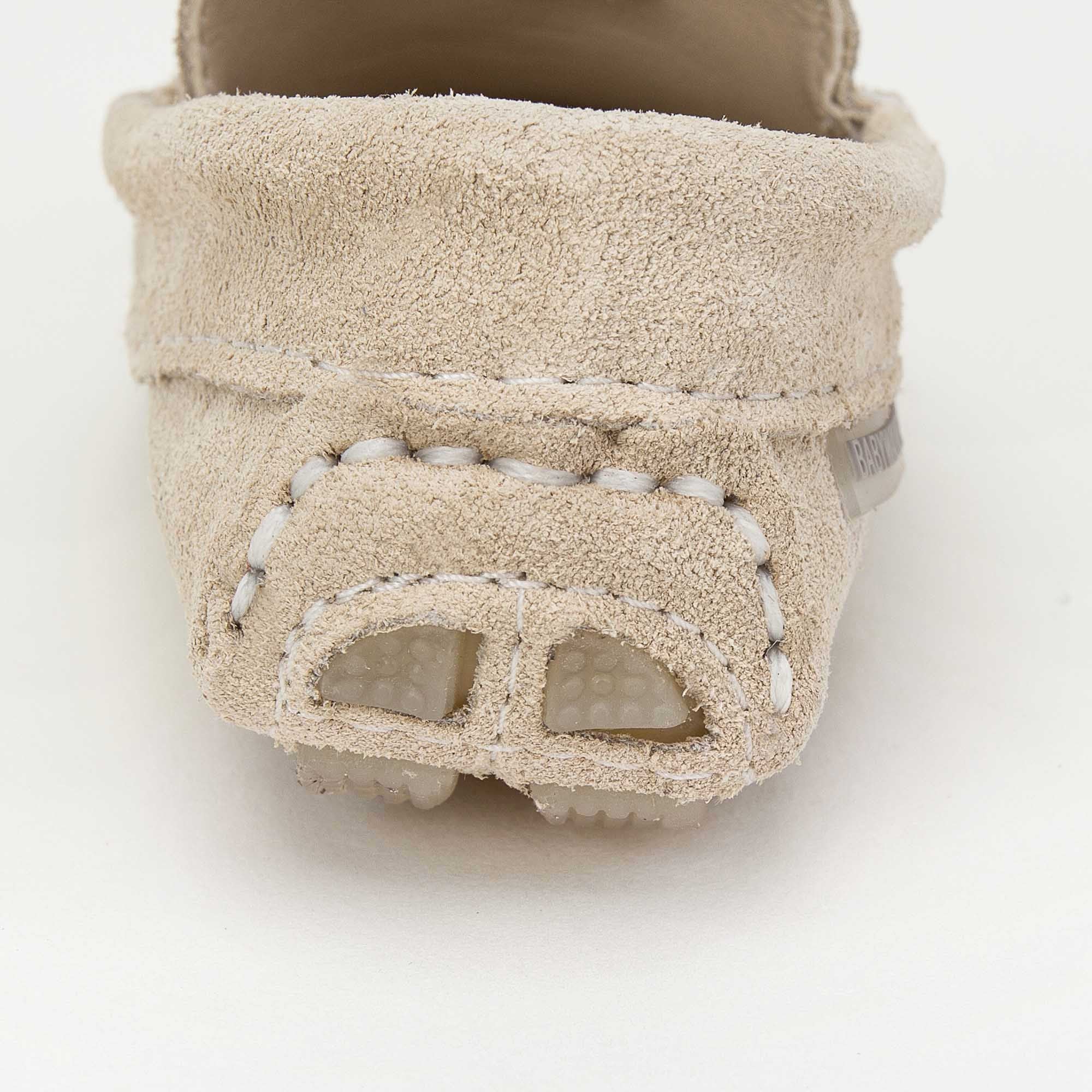 Boys & Girls Beige Suede Leather Tasselled Loafers