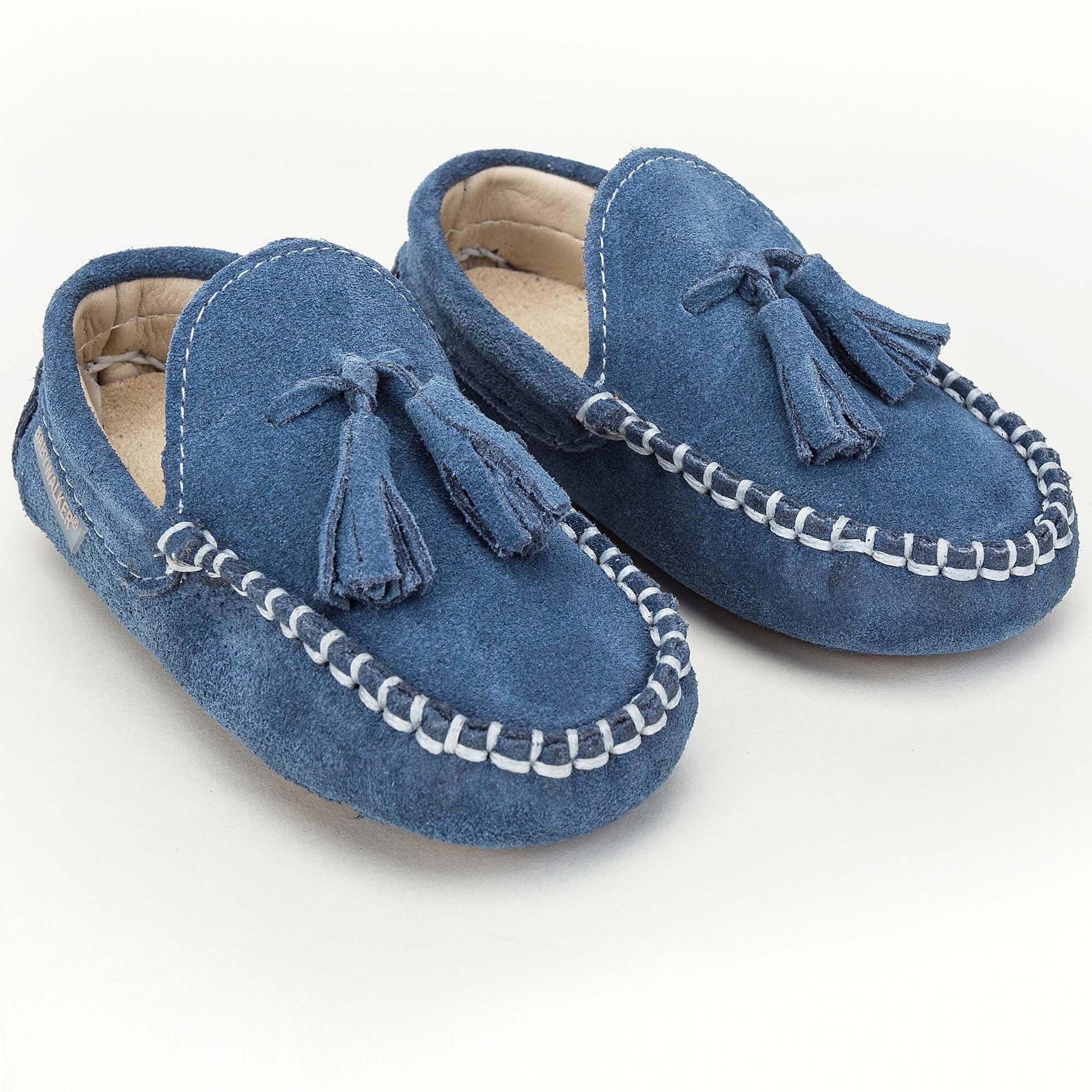 Boys & Girls Blue Royal  Suede Leather Tasselled Loafers