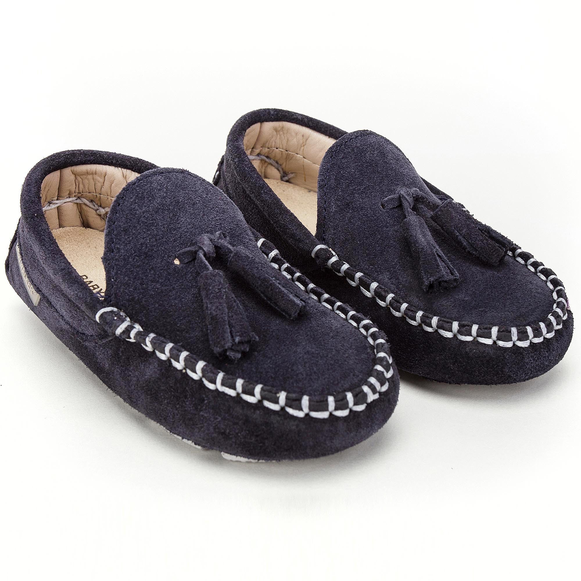 Boys & Girls Navy Blue Suede Leather Tasselled Loafers