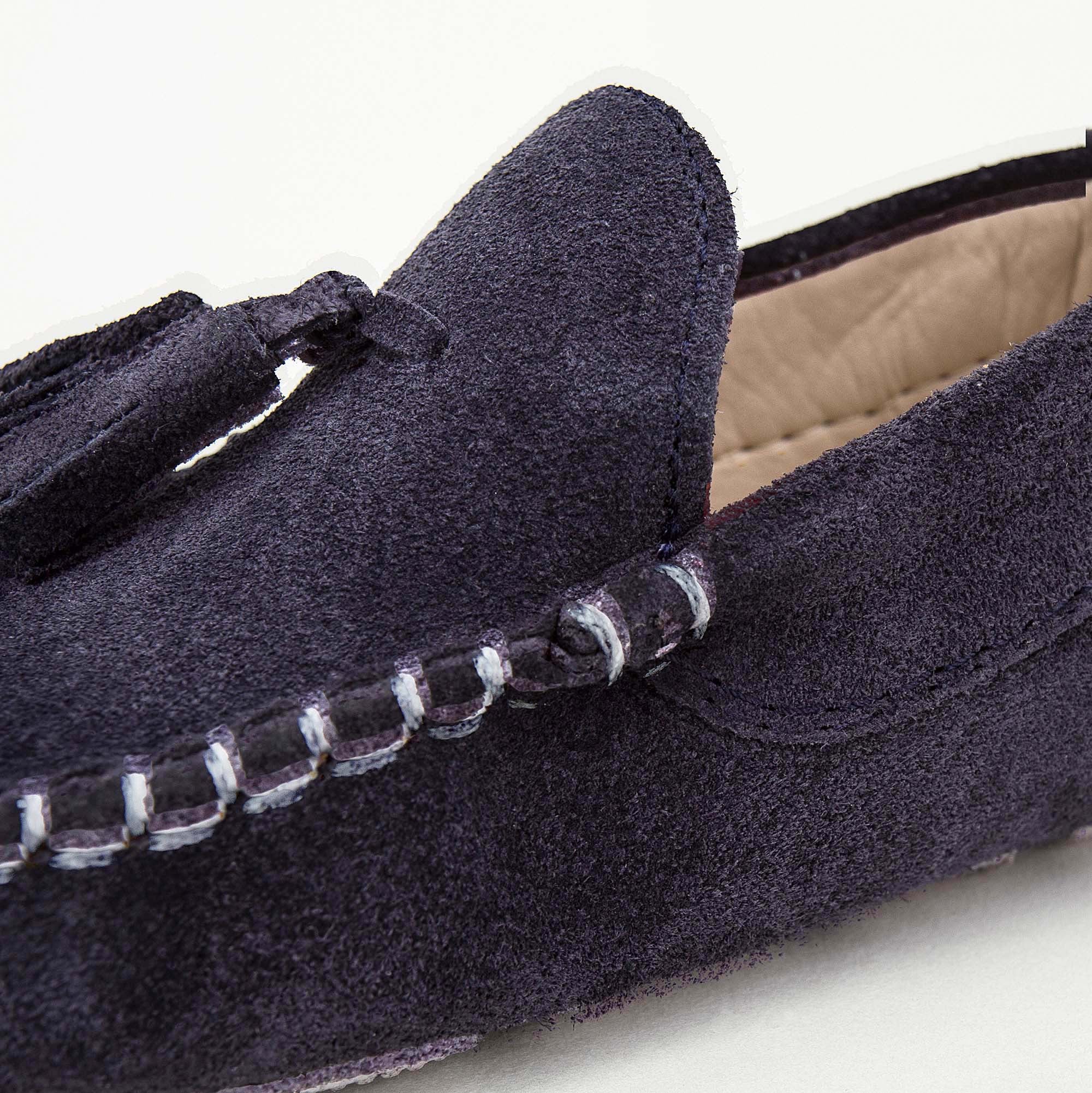 Boys & Girls Navy Blue Suede Leather Tasselled Loafers