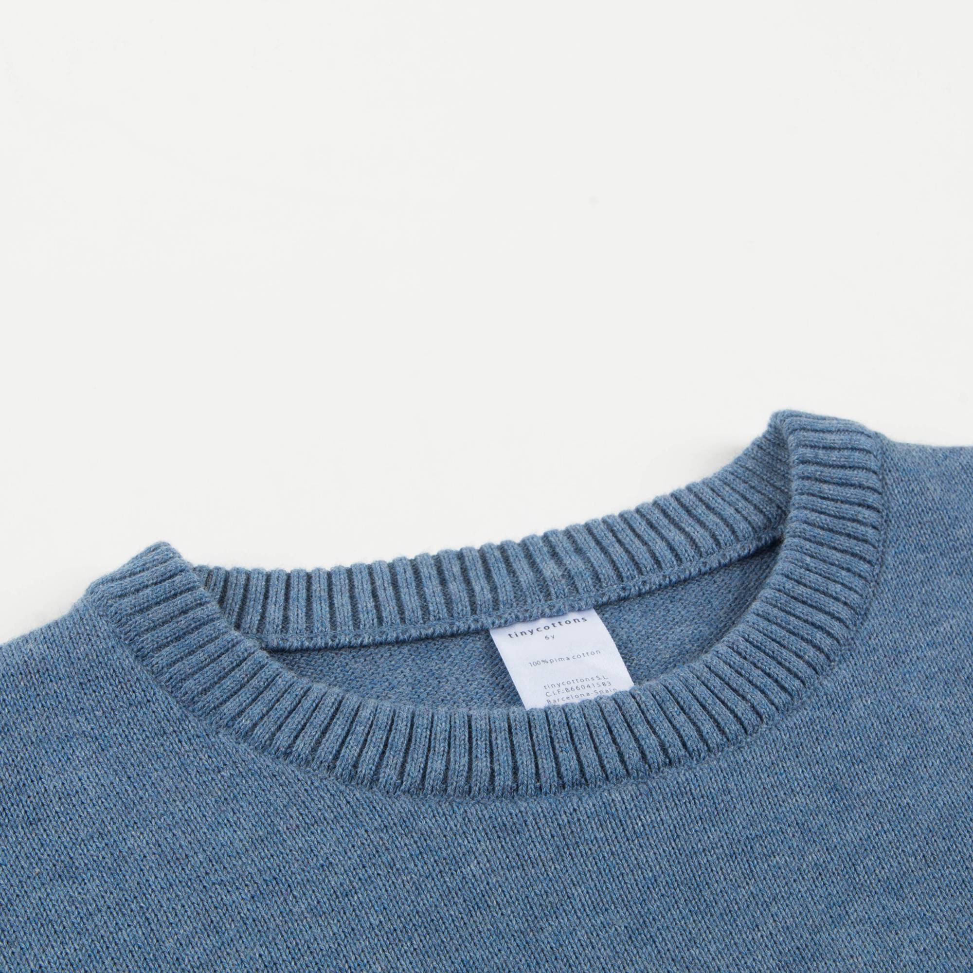 Boys Light Navy Pima Cotton Sweater