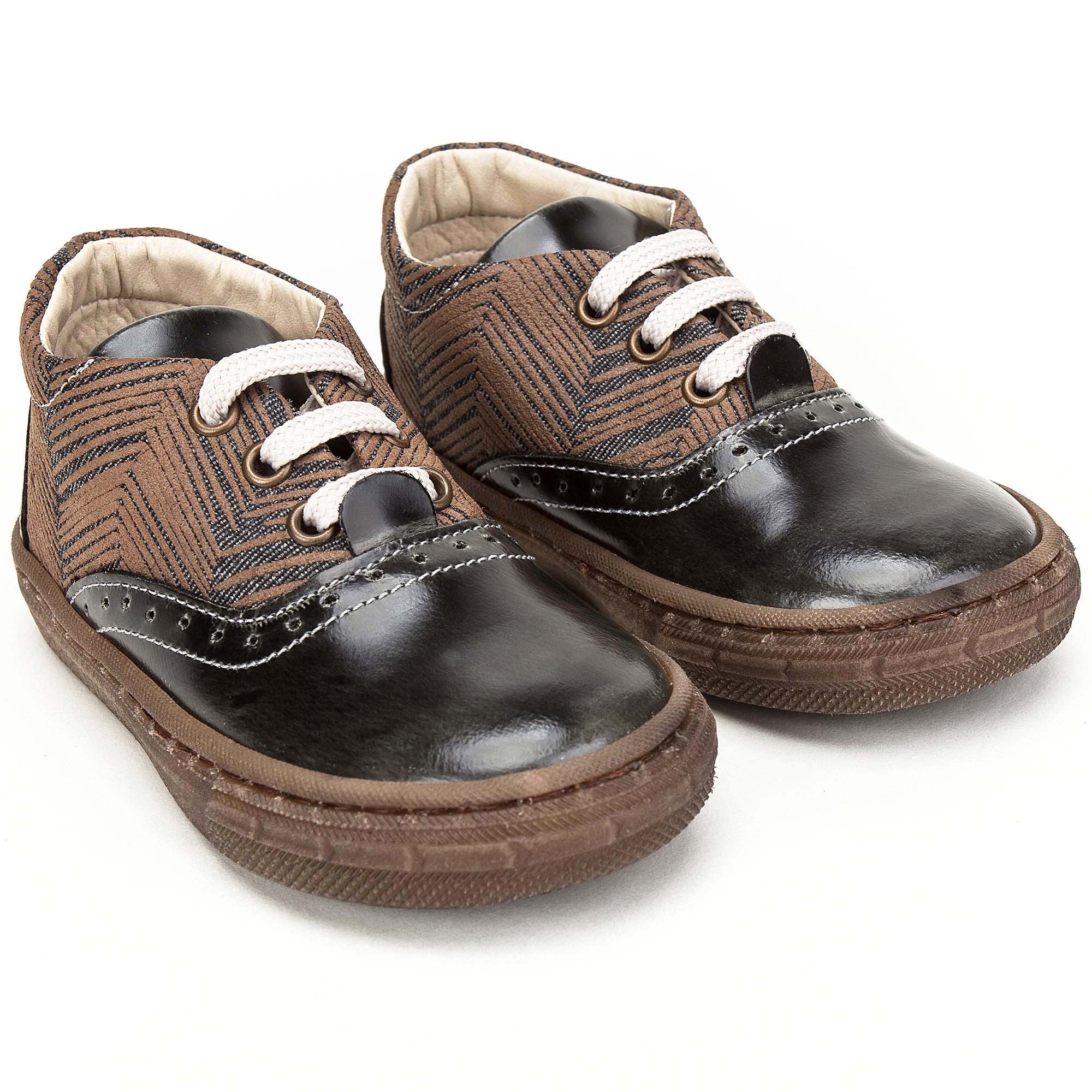 Boys Brown Cow Leather Mooring Rope Shoes