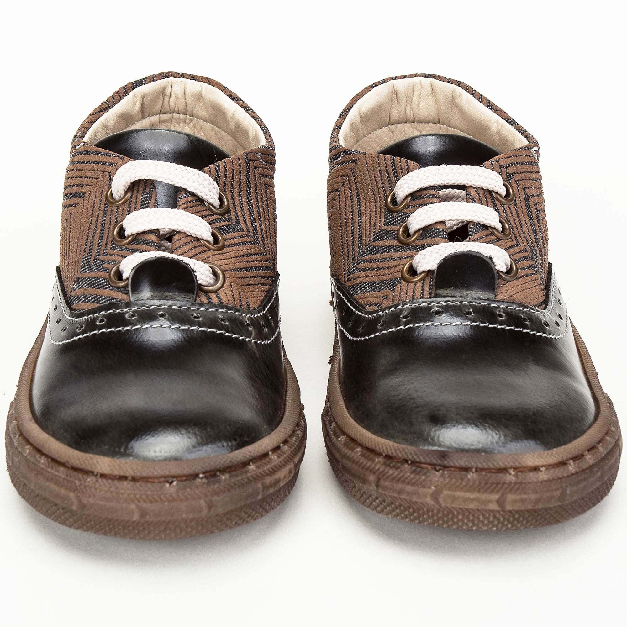 Boys Brown Cow Leather Mooring Rope Shoes