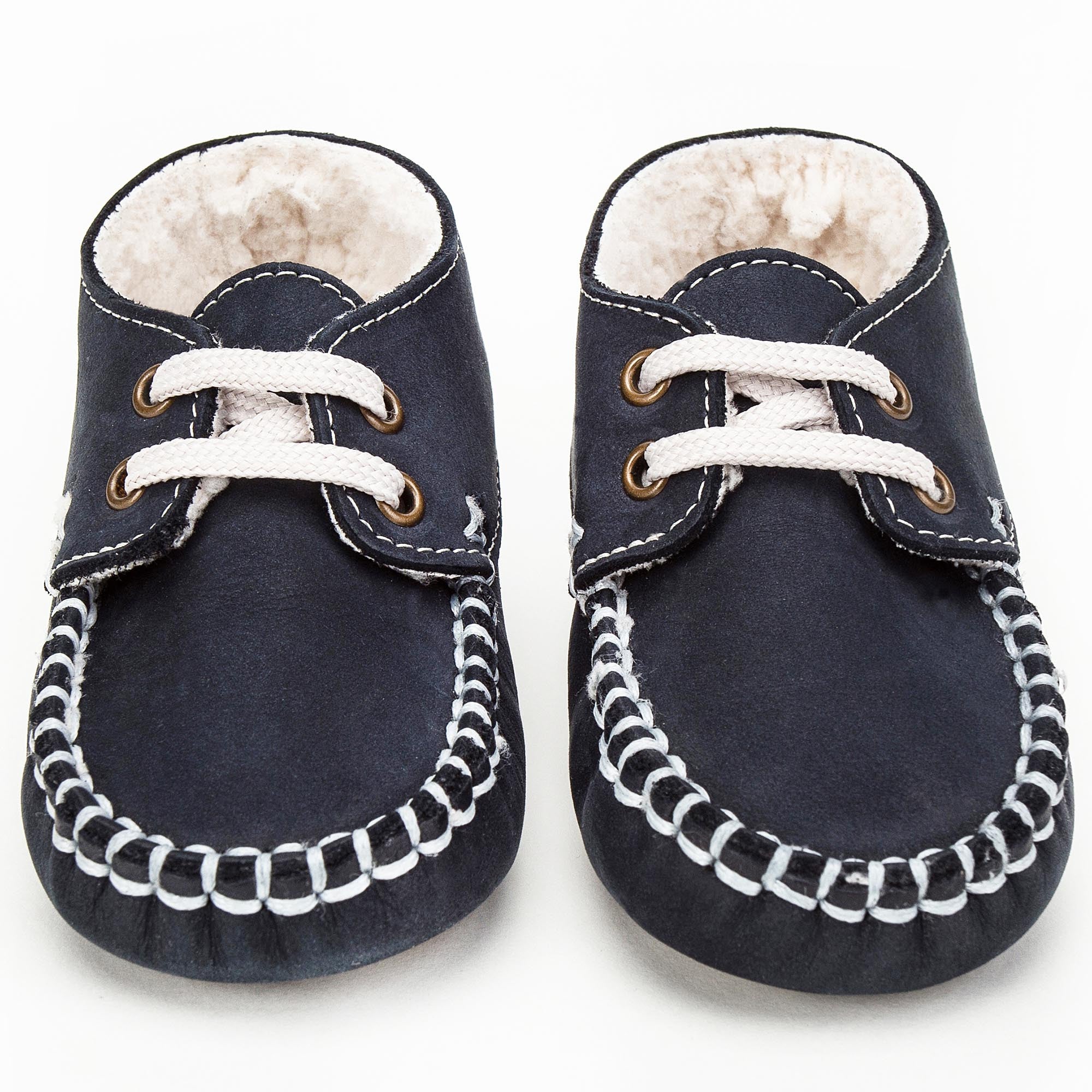 Boys & Girls Navy Blue Suede Mooring Rope Leather  Loafers