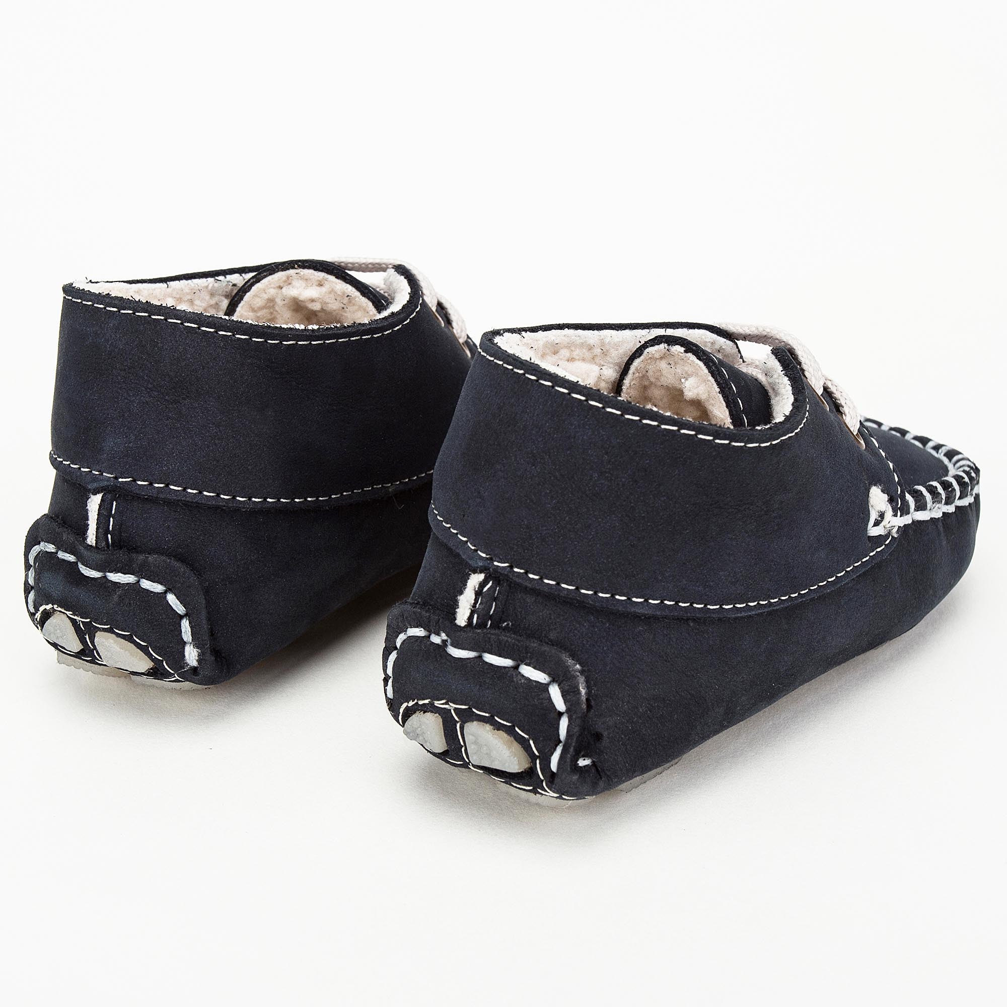 Boys & Girls Navy Blue Suede Mooring Rope Leather  Loafers