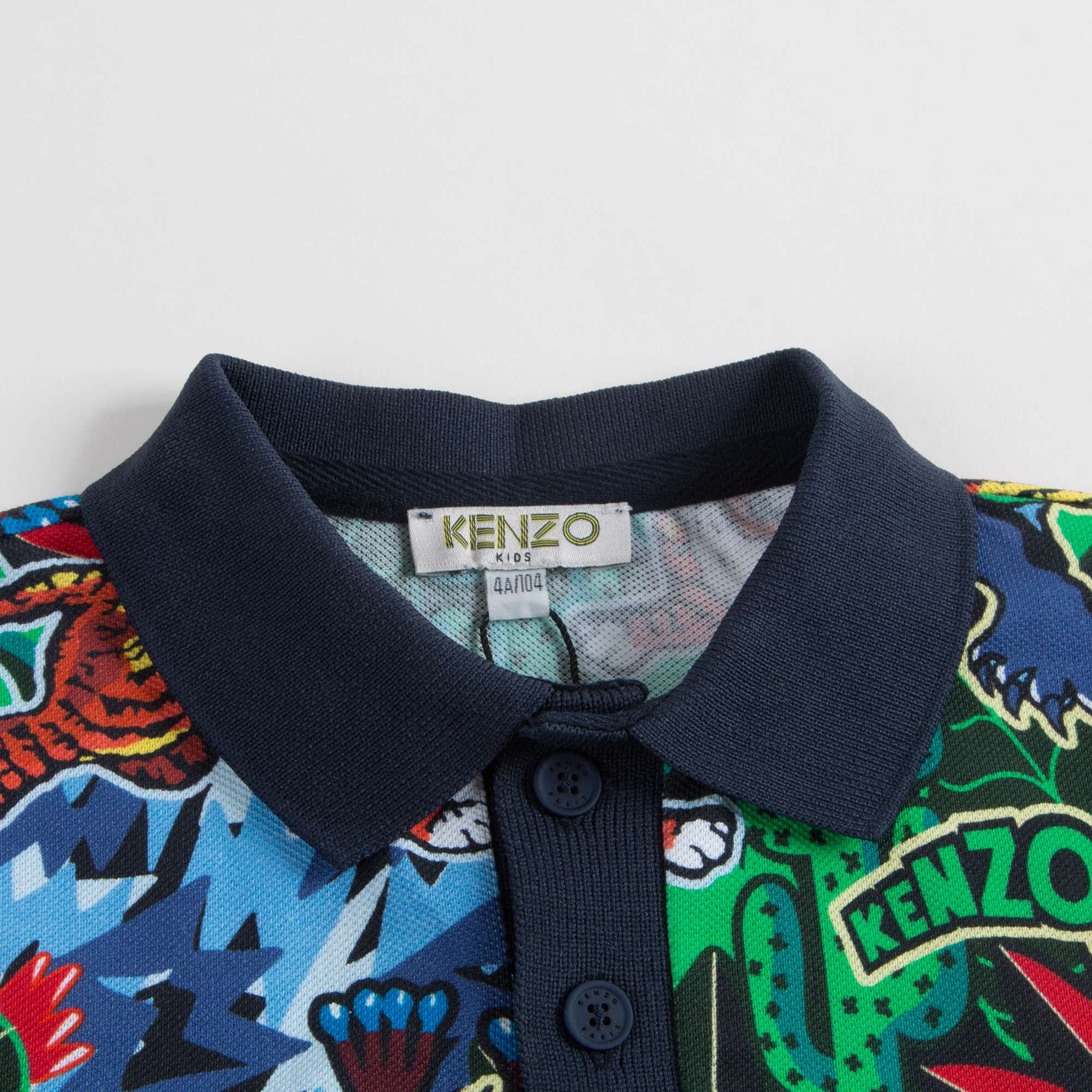 Boys Navy Printed Cotton Polo Shirt