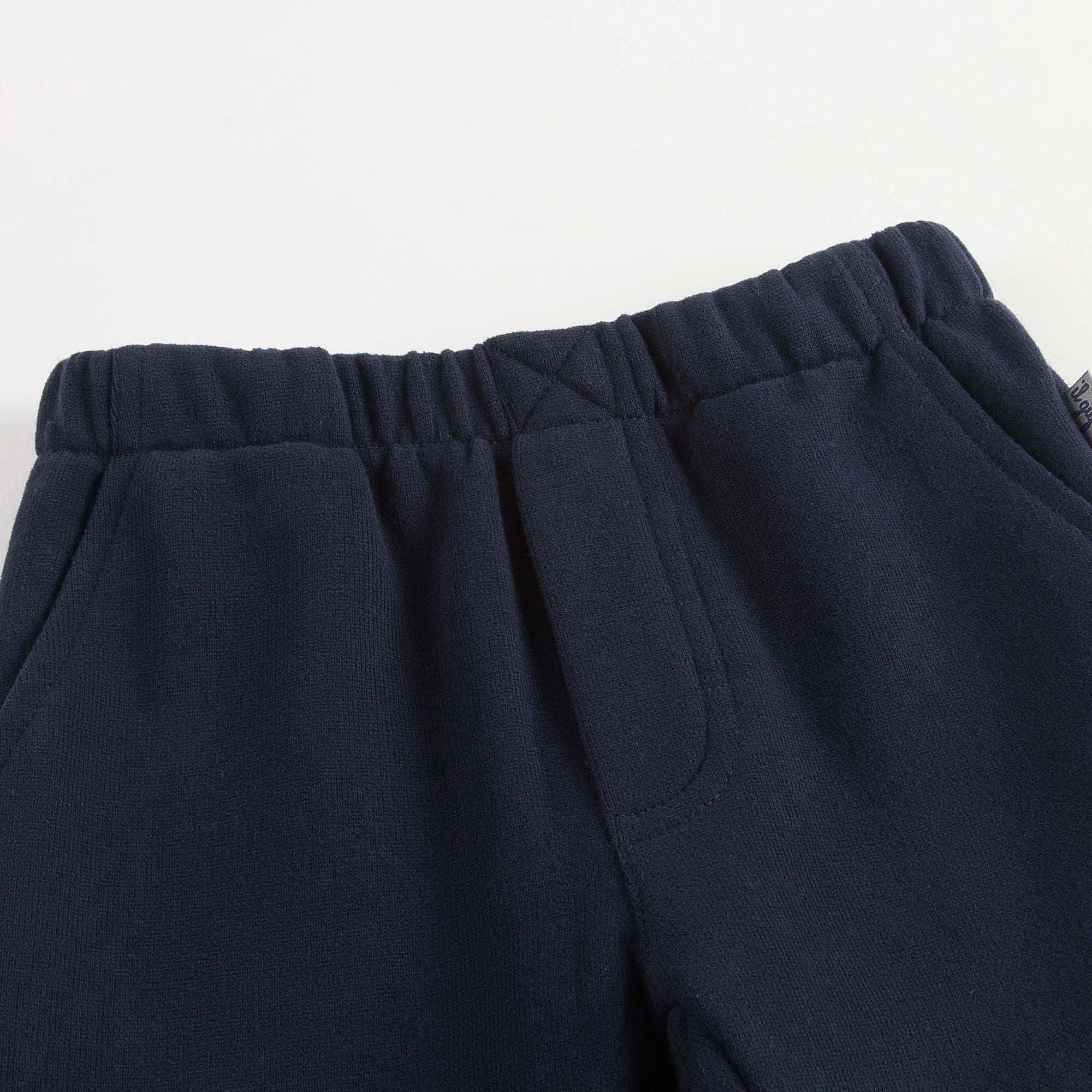 Boys Navy Blue Cotton Rinbbed Cuffs Trouser